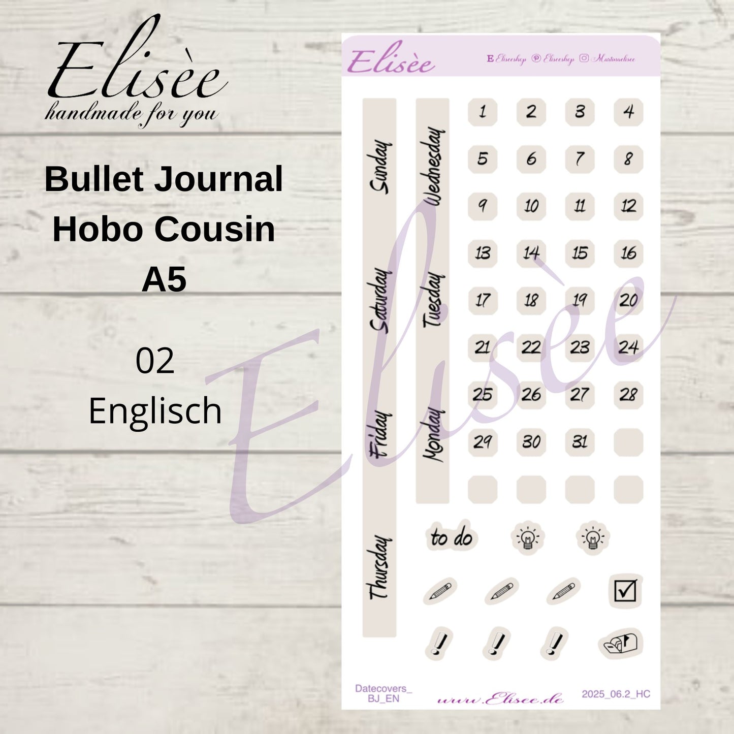 2025_Date Strips Bullet Journal A5 / Hobonichi Cousin A5