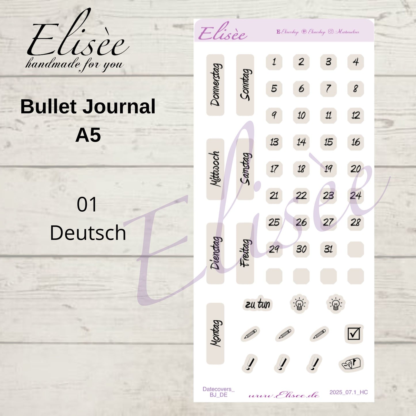 2025_Date Cover Bullet Journal A5 / Hobonichi Cousin A5