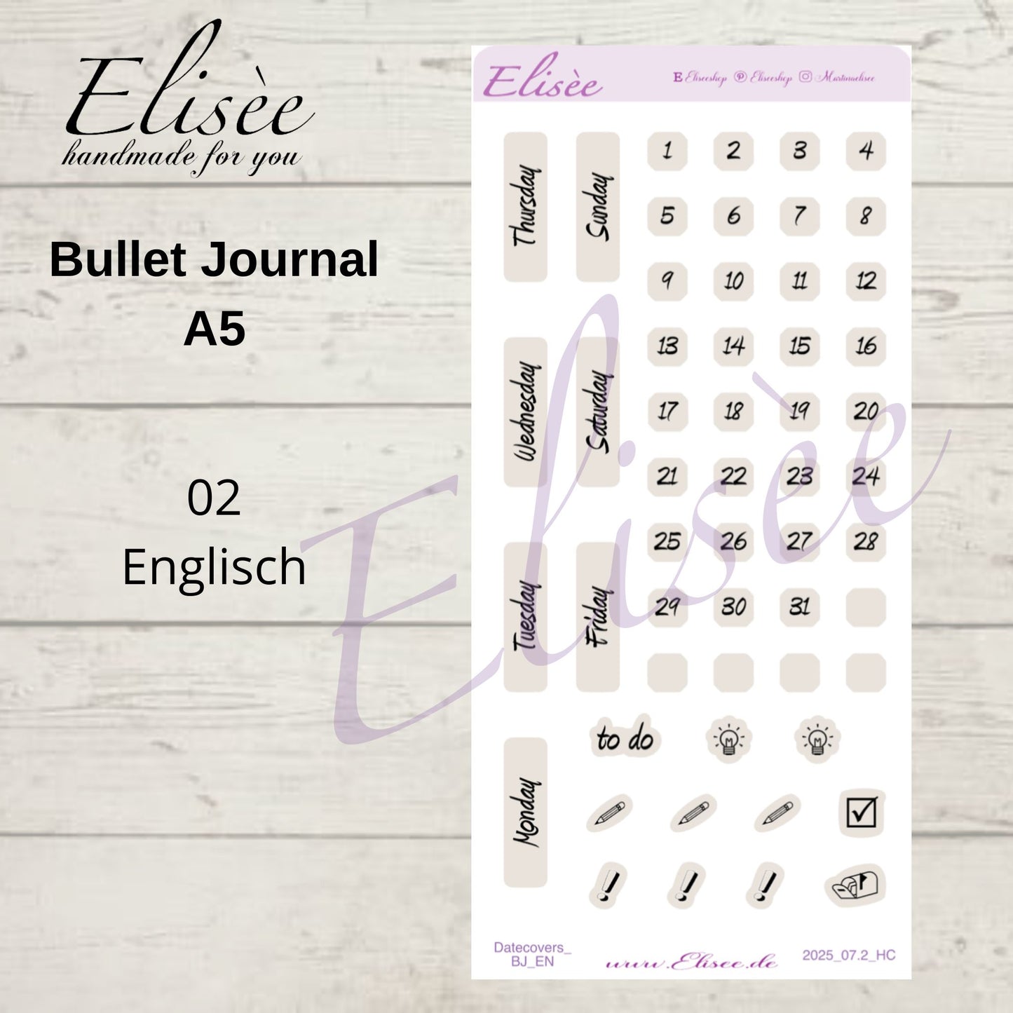 2025_Date Cover Bullet Journal A5 / Hobonichi Cousin A5