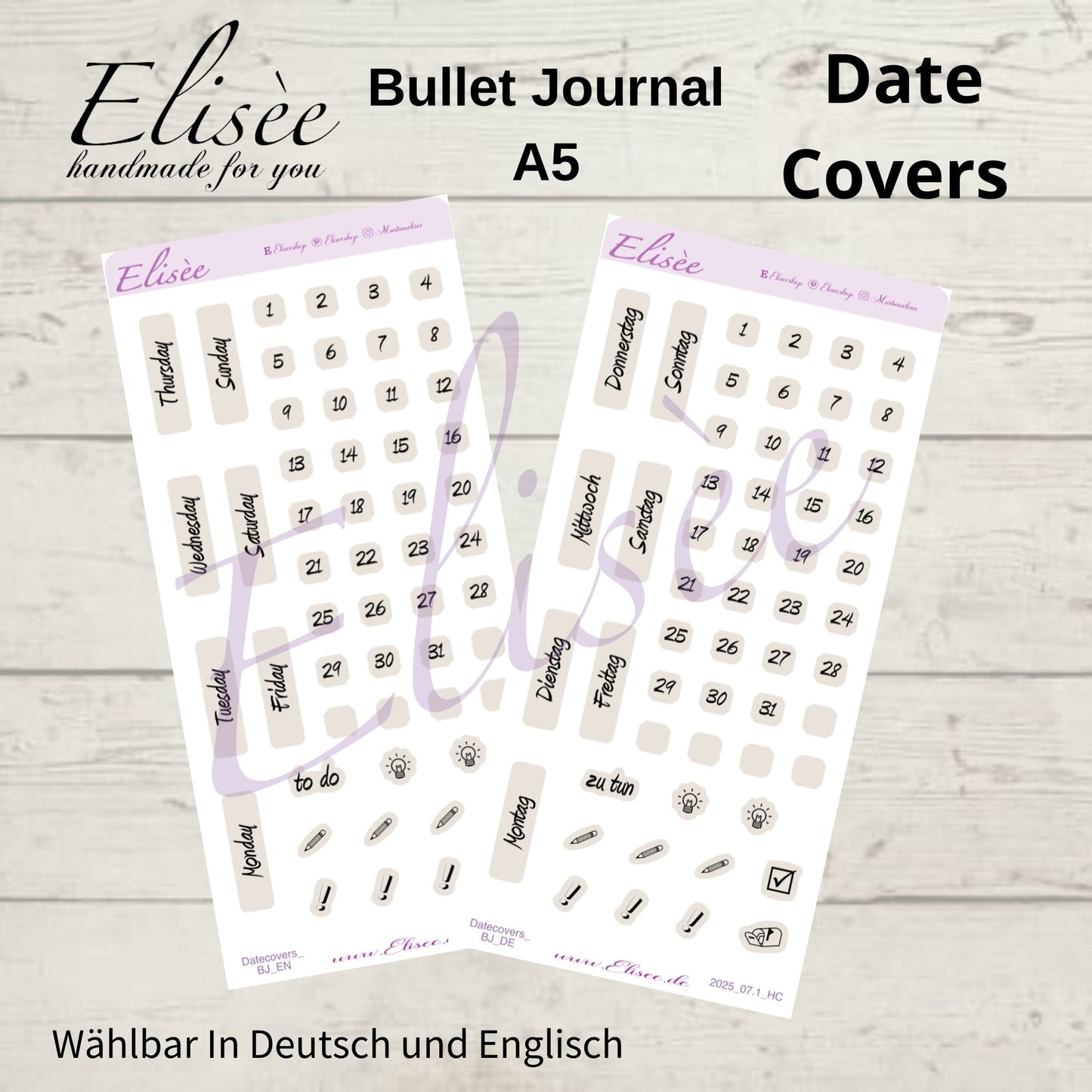 2025_Date Cover Bullet Journal A5 / Hobonichi Cousin A5