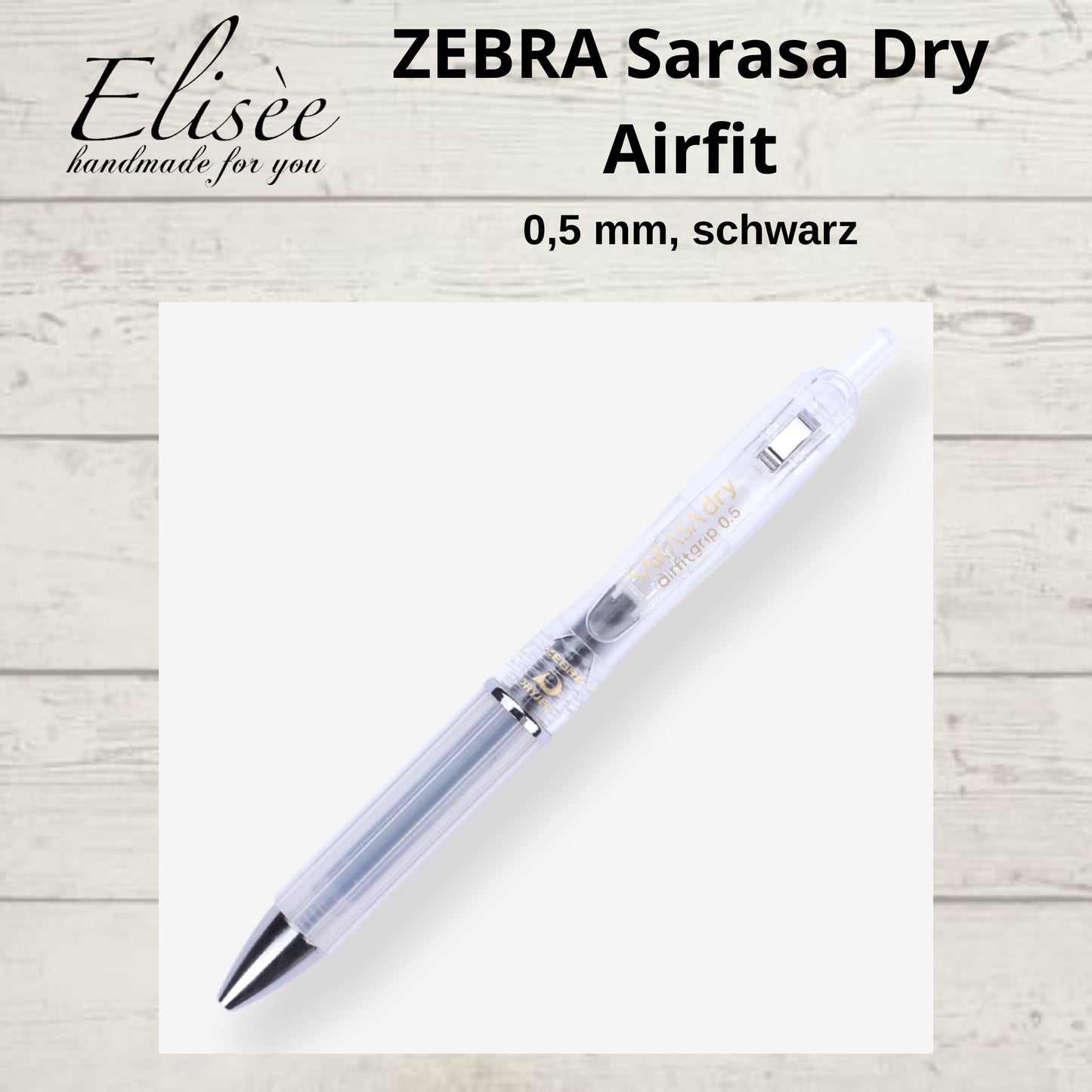 A0006_Stift_Zebra Sarasa Dry Airfit Gelstift – 0,5 mm – transparentes Gehäuse - Schwarz