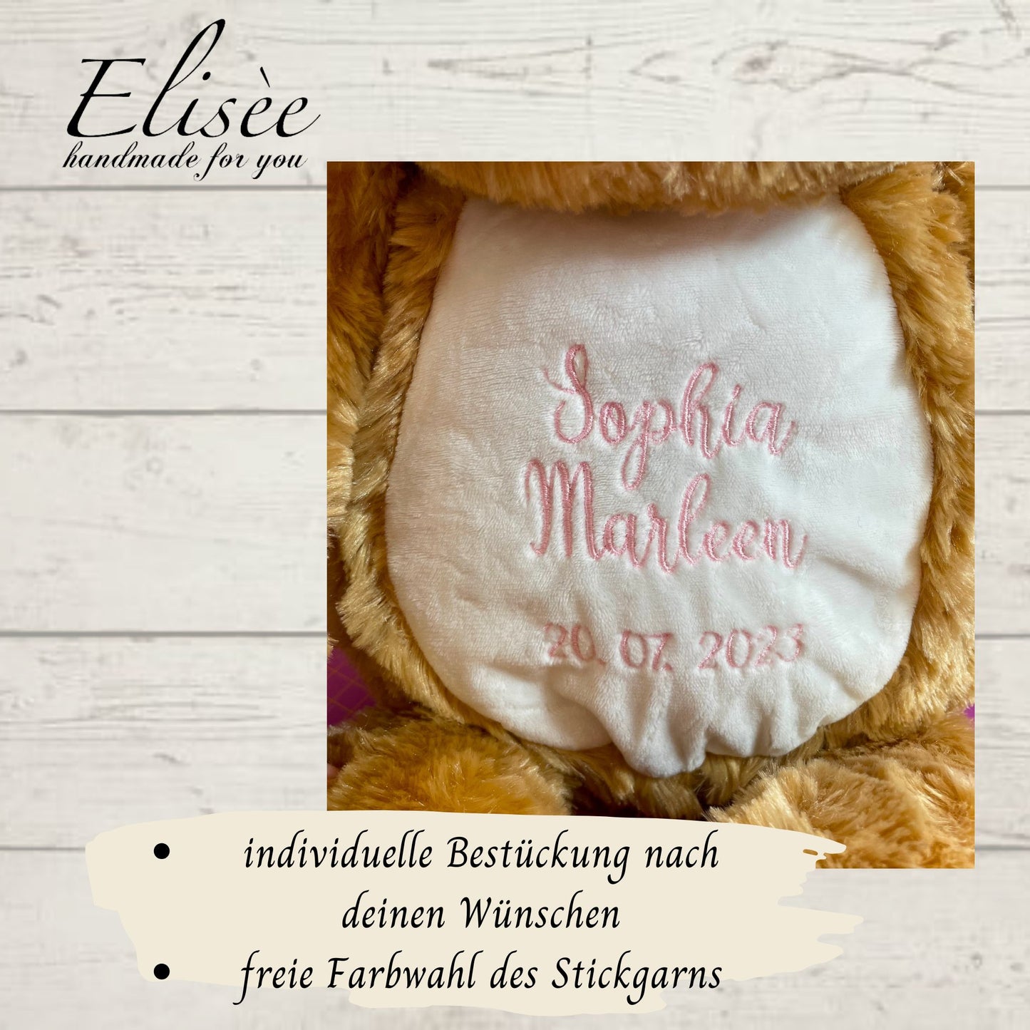 T_02_Plüschtier "Bär Weiß" bestickt mit Namen | Personalisierung