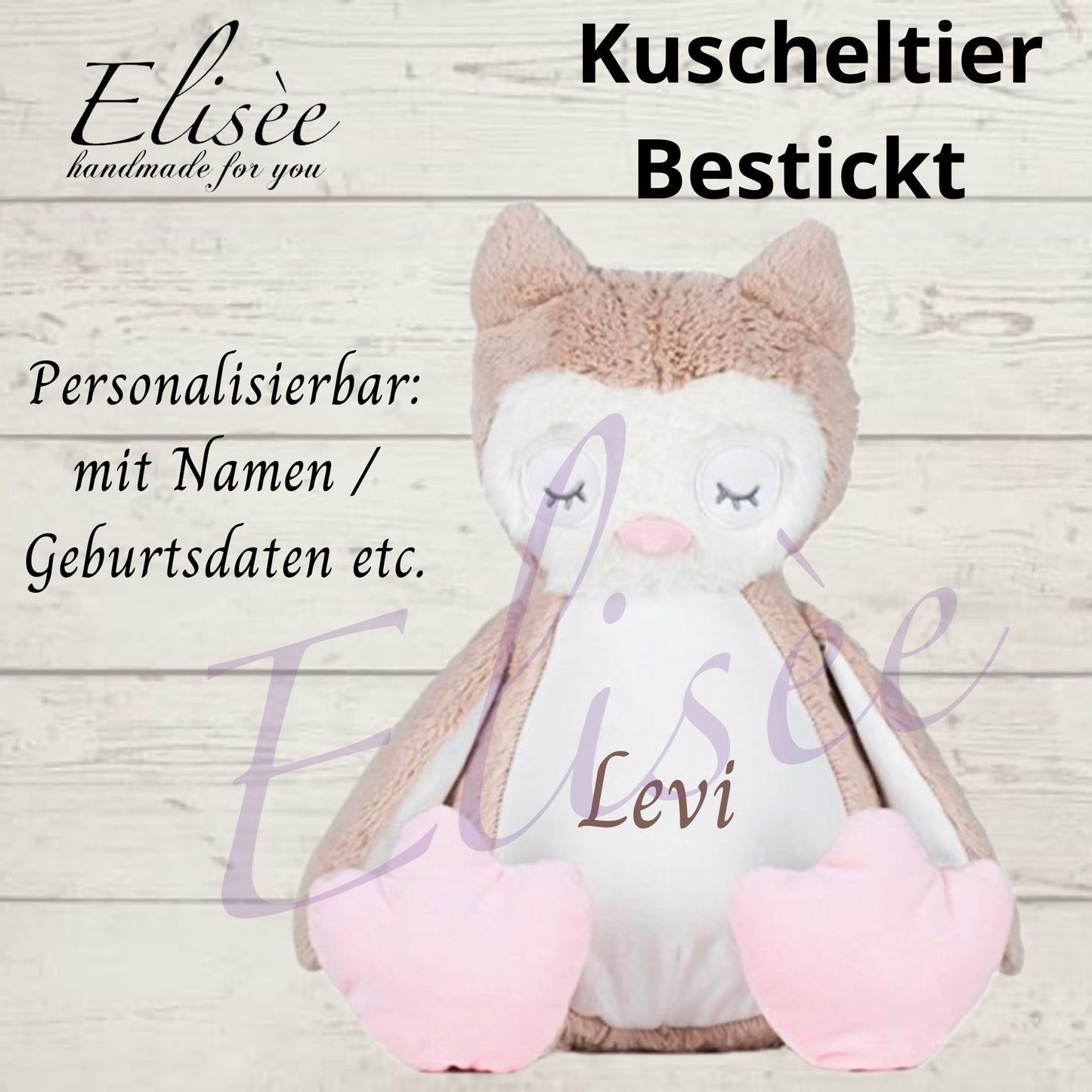T_02_Plüschtier "Eule" bestickt mit Namen | Personalisierung