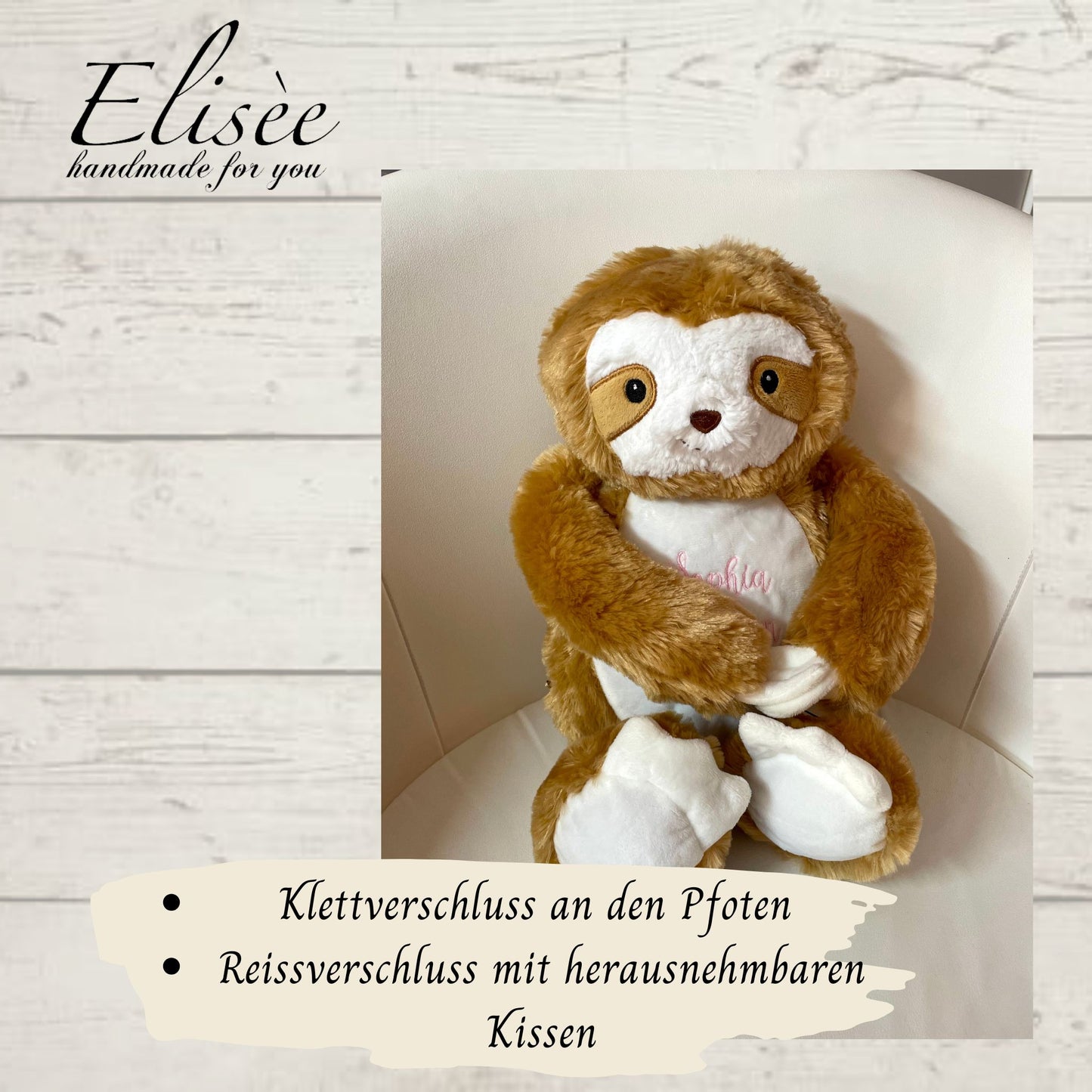 T_02_Plüschtier "Bär Weiß" bestickt mit Namen | Personalisierung