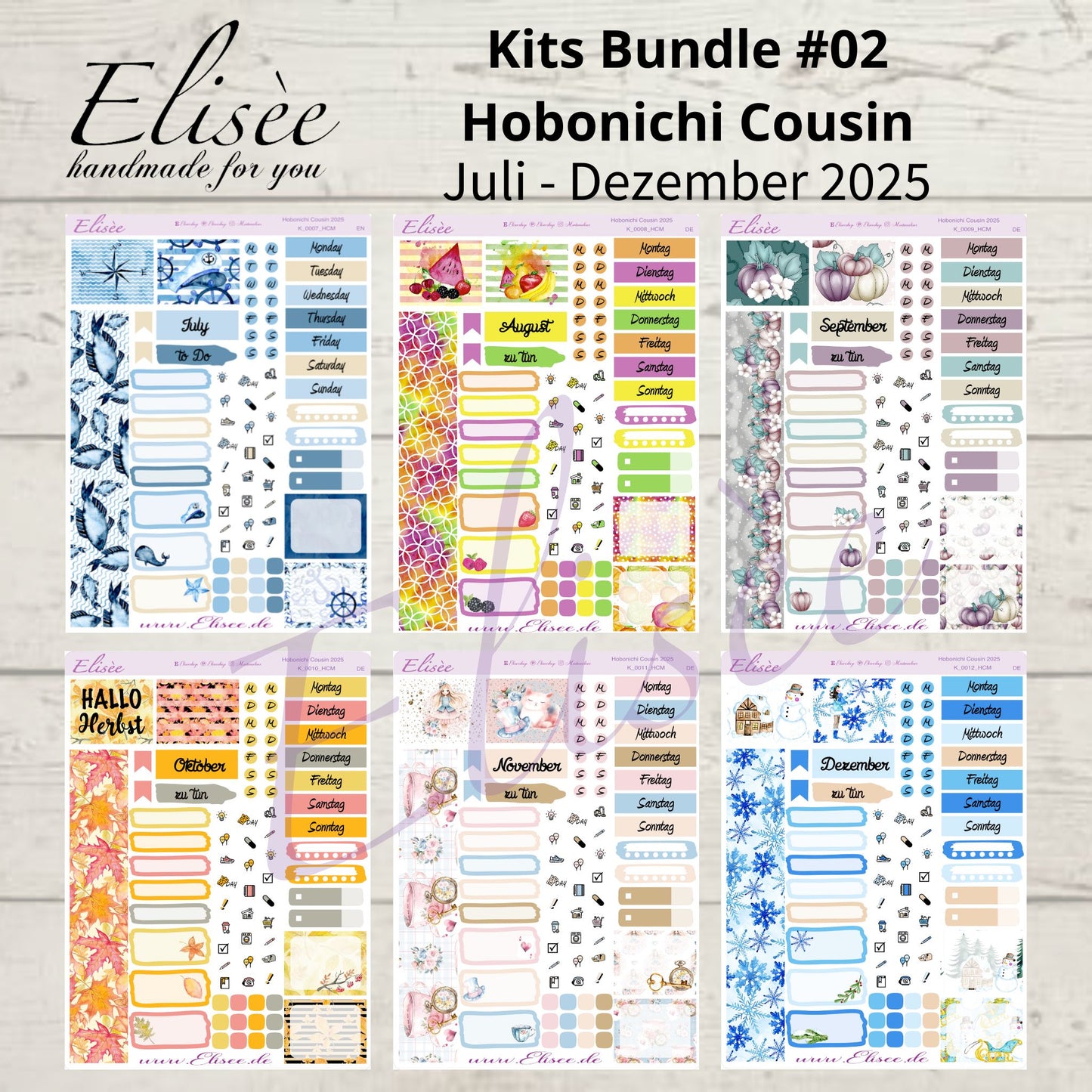 Bundle #02 2025 Monthly Kits Hobonichi Cousin / A5 / Bullet Journal