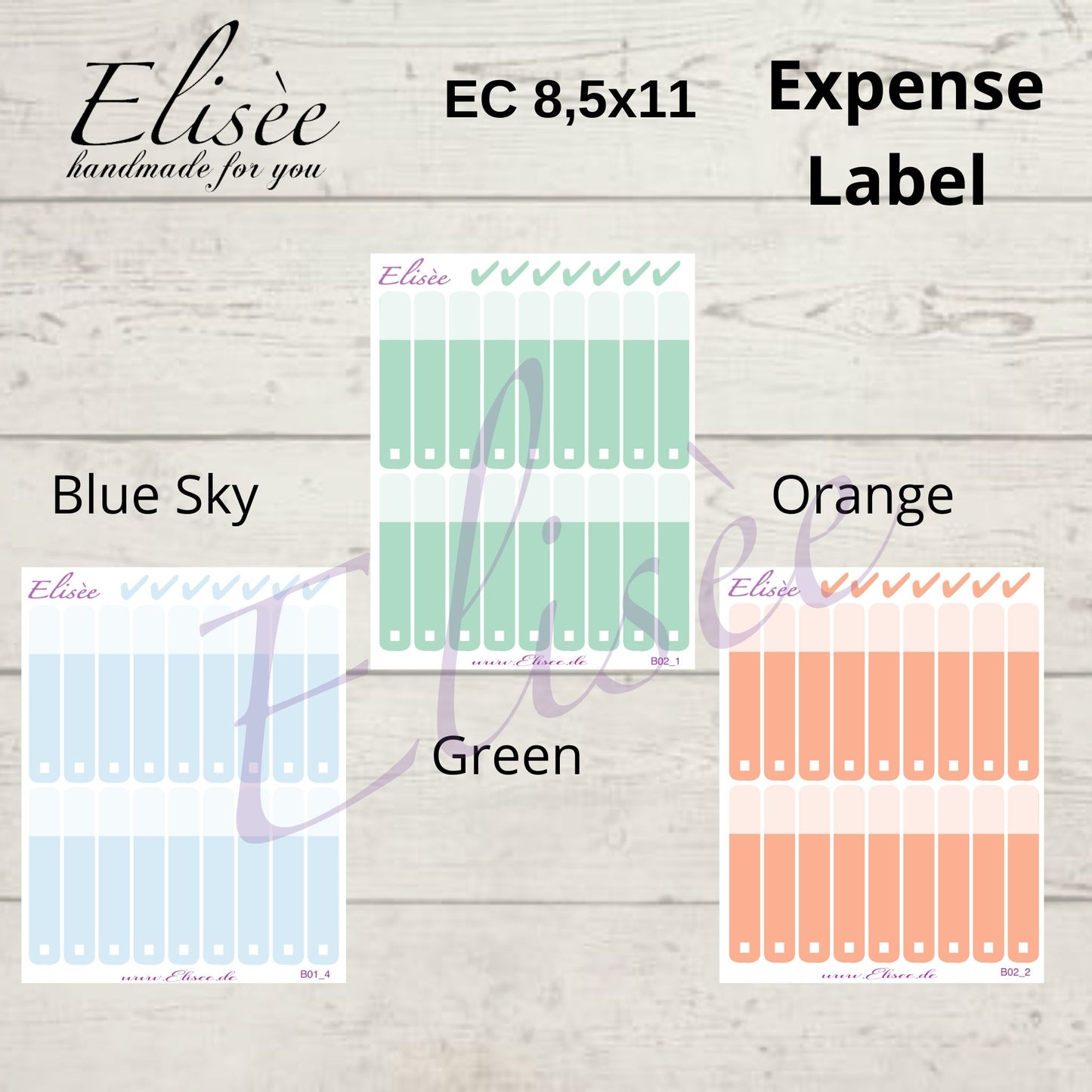 Expense / Ausgaben Sticker für 8,5x11 Planer
