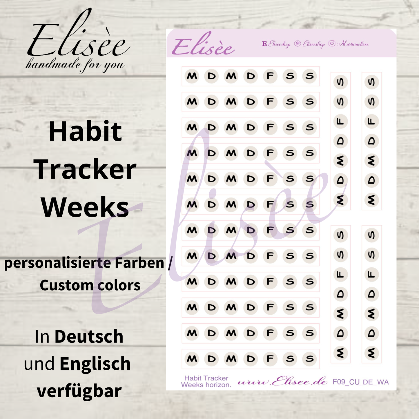 F_09 Habit Tracker Weeks Sticker | Planner Stickers | Deutsch & Englisch | Bullet Journal | Erin Condren | Happy Planner