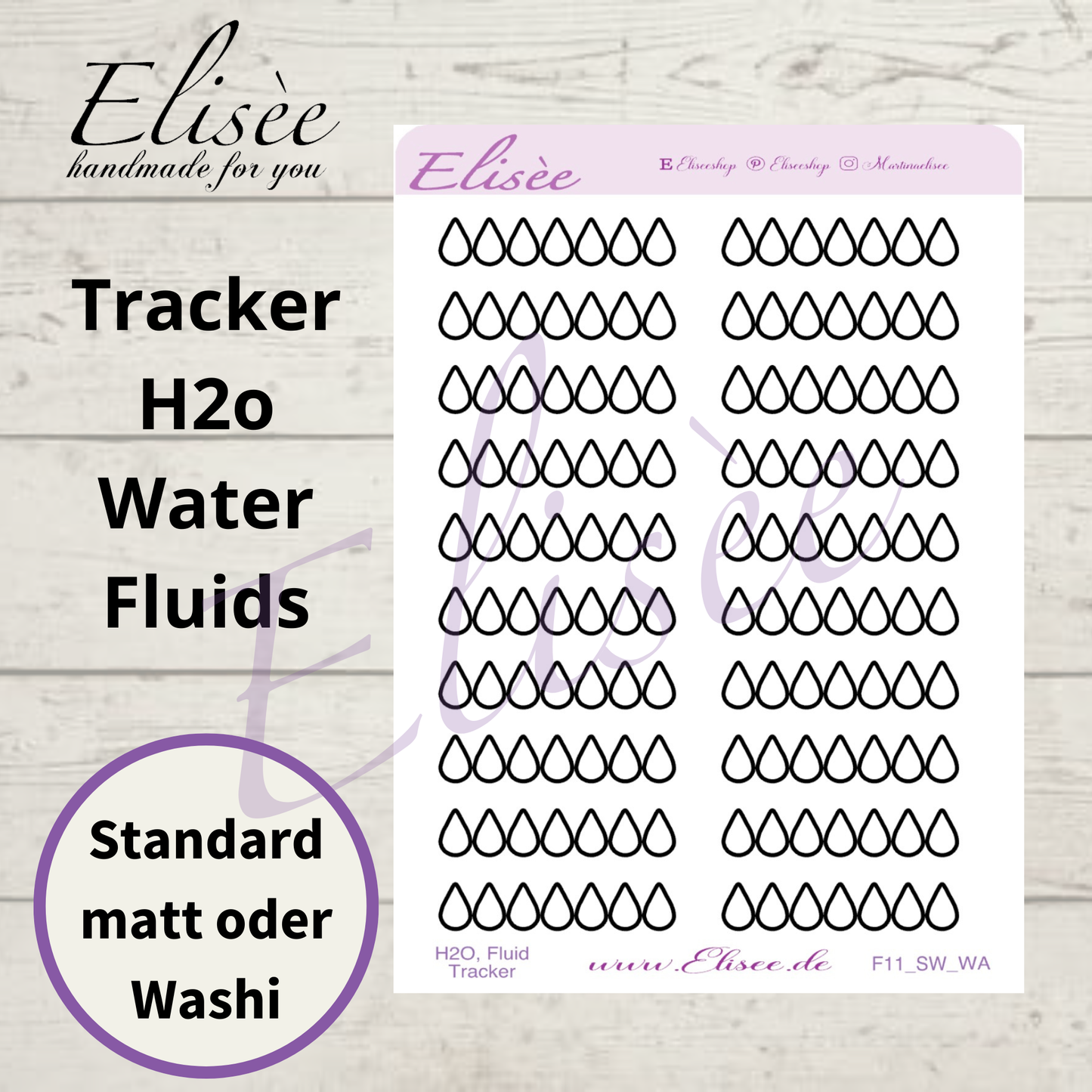 F_11 Water Tracker Sticker | H2O Tracker | Planner Sticker | Bujo Sticker | Habit Tracker | Fitness Planner