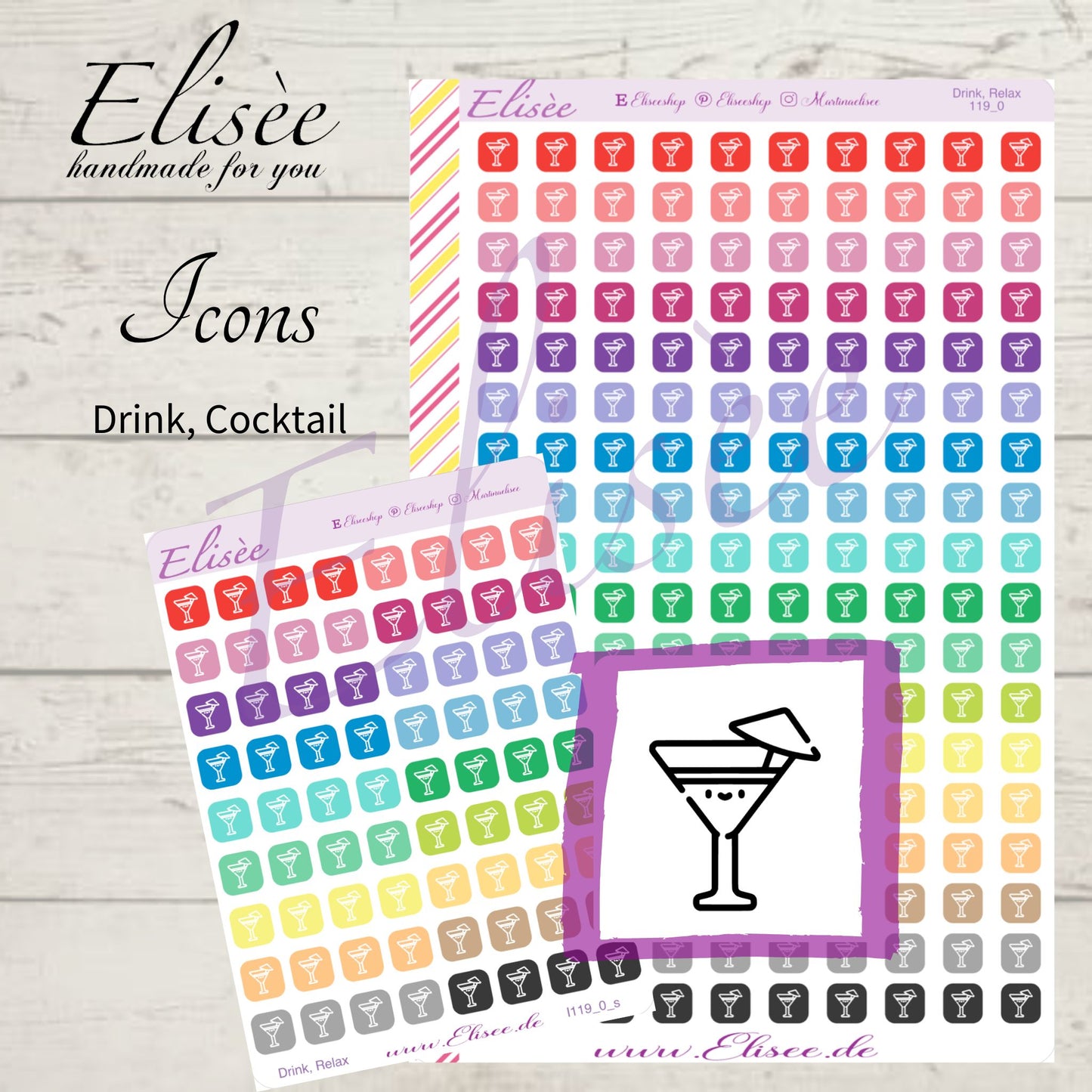 I119_0 Icons "Drink, Wine, Cocktail" stickers