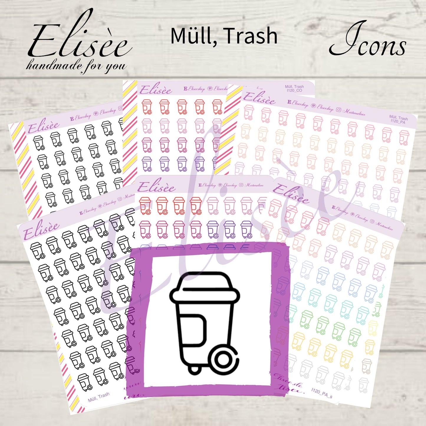 I120 Icons "Müll, Abfall, Mülltonne" Sticker