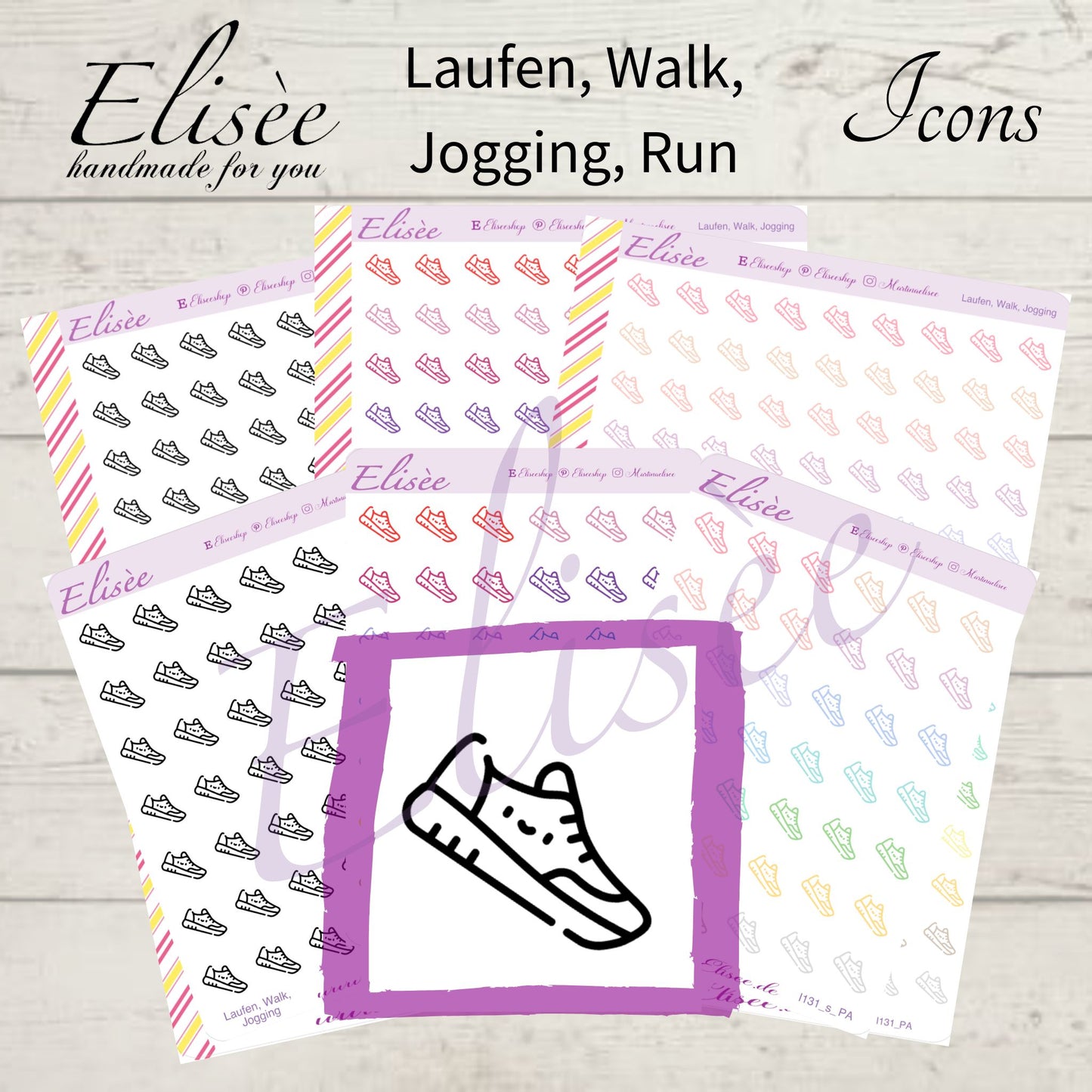 I131 Icons "LAUFEN, WALK, JOGGING, SPORT" Sticker