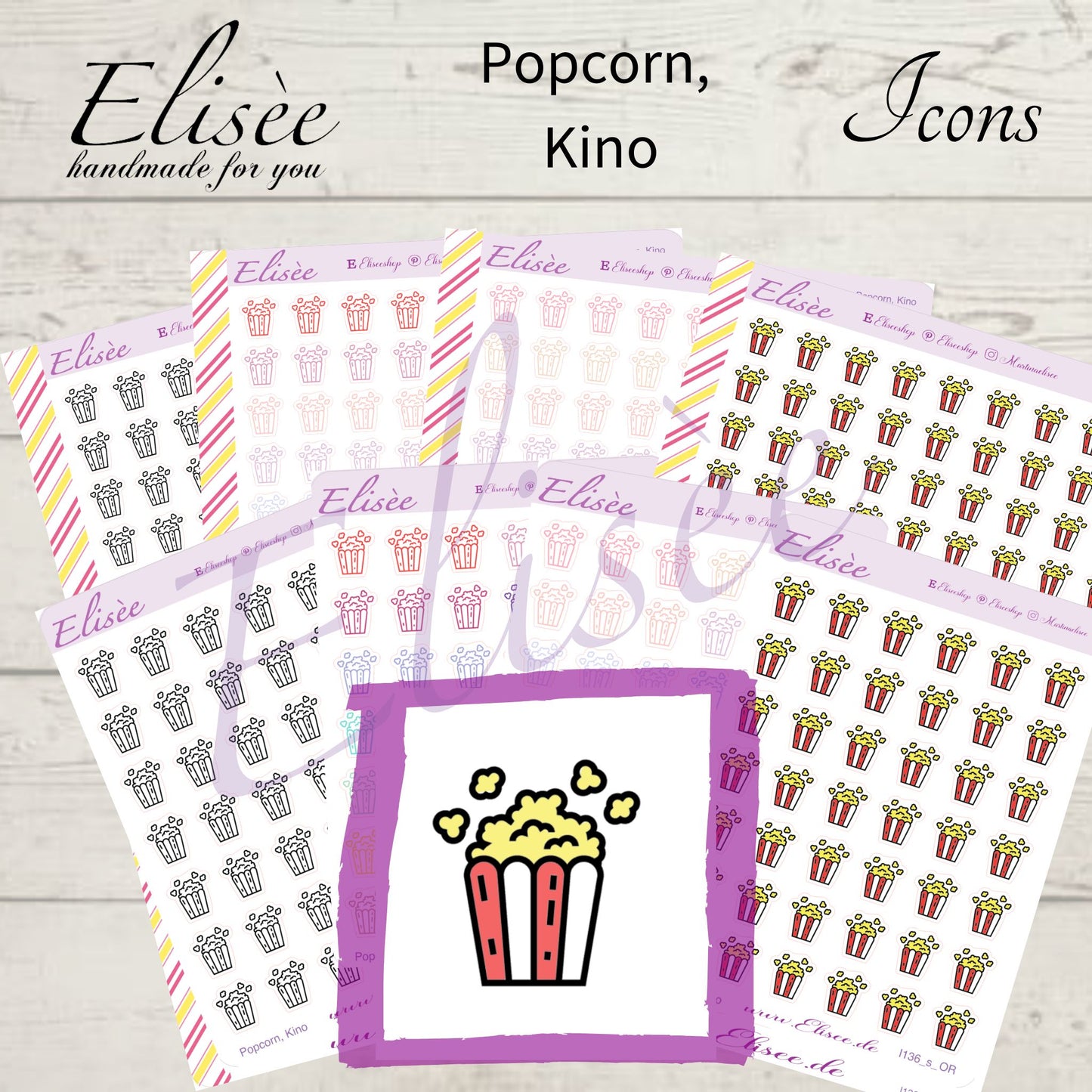 I136 Icons "POPCORN, KINO" Sticker