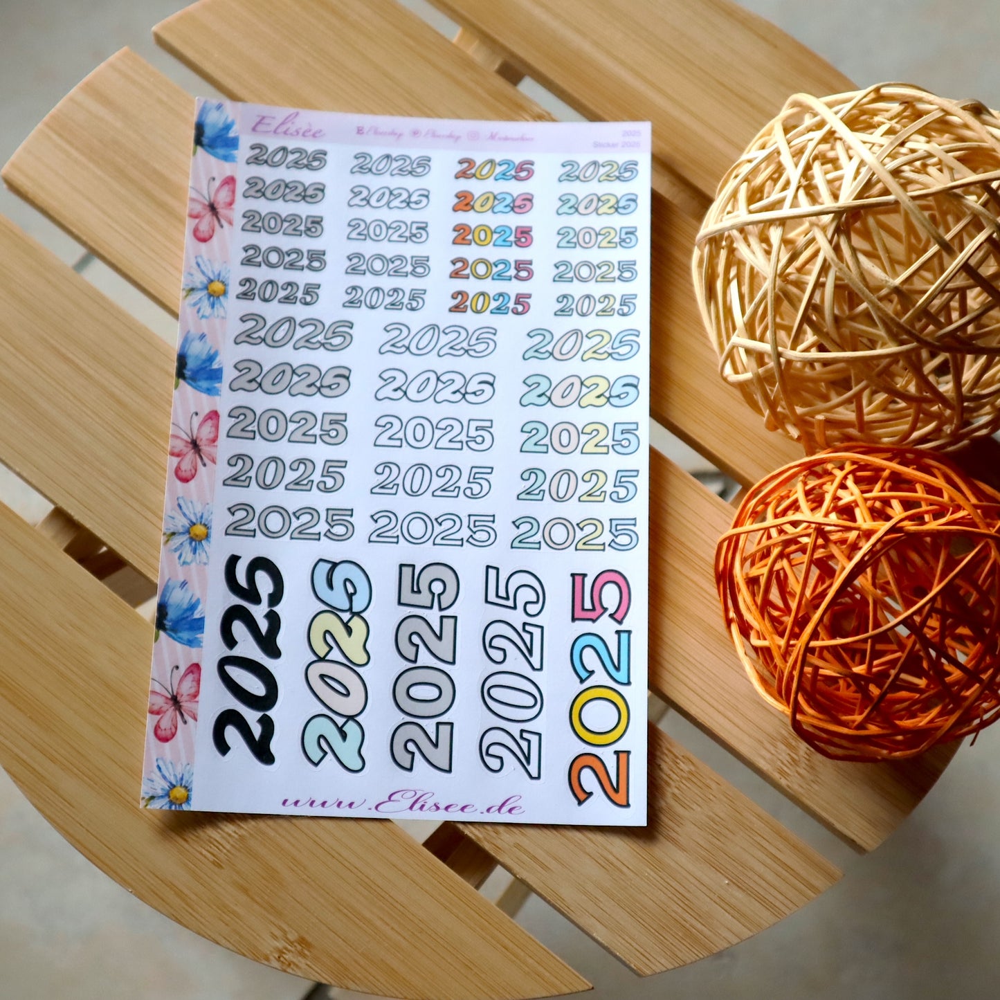 2025 Script Sticker Jahreszahl