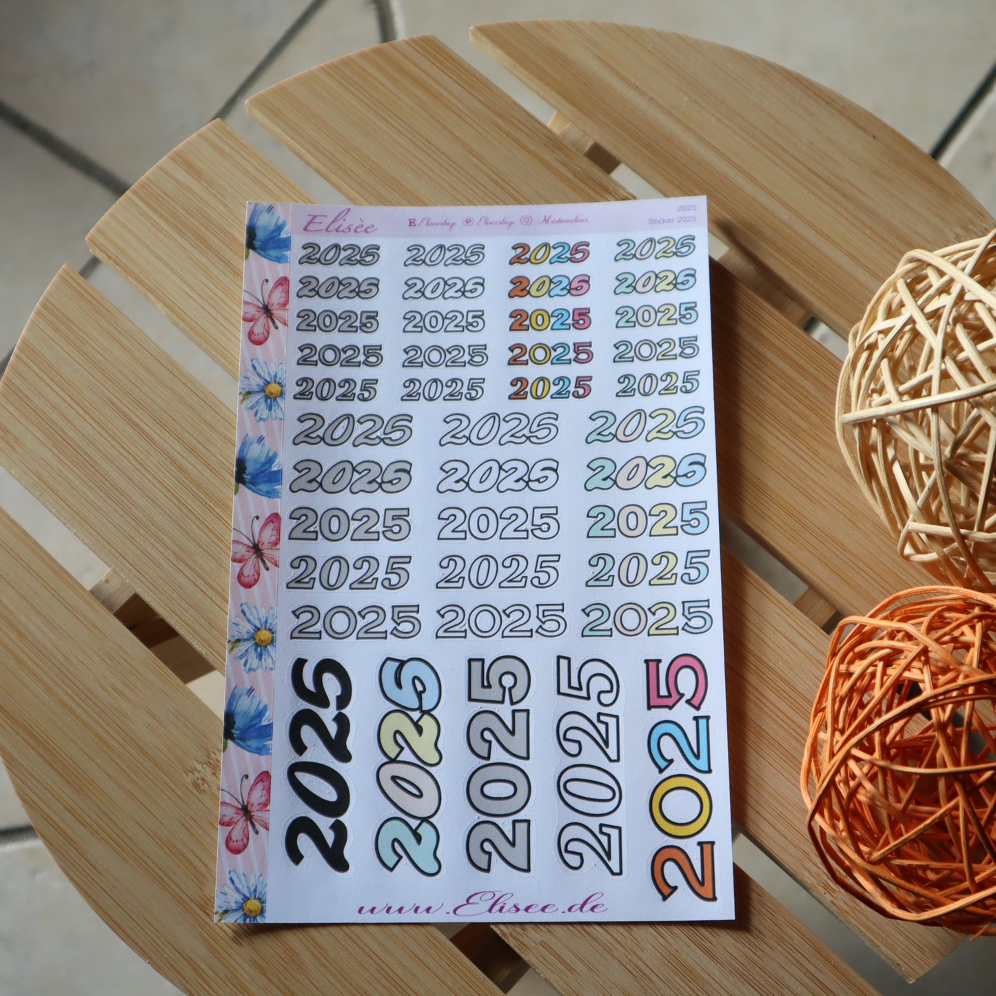 2025 Script Sticker Jahreszahl