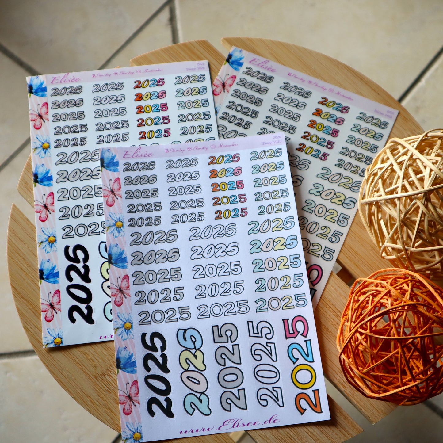 2025 Script Sticker Jahreszahl