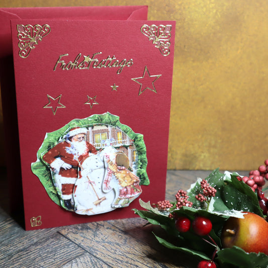 P_0009_Handgemachte Weihnachtskarte mit Weihnachtsmann und Schneemann