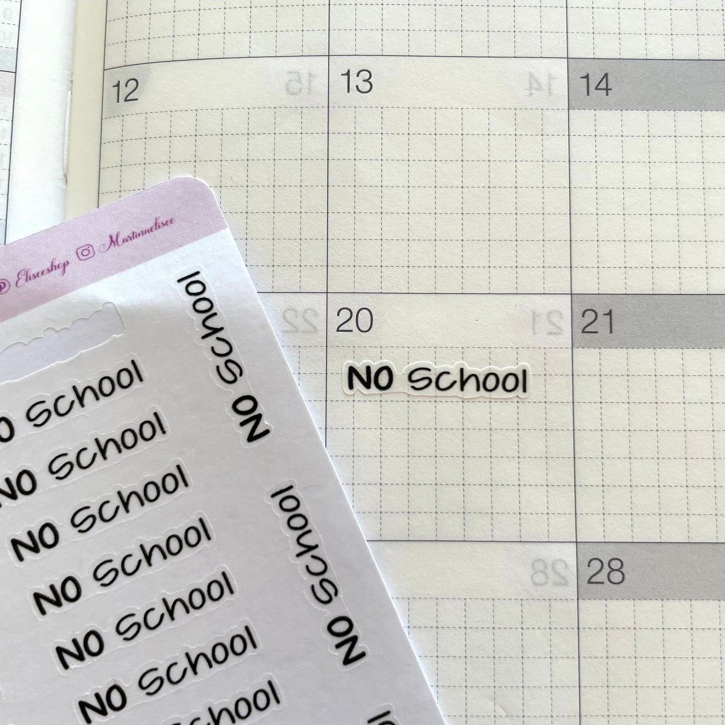 S86  Script Sticker "No School" Big Sheet | Aufkleber | Bullet Journal