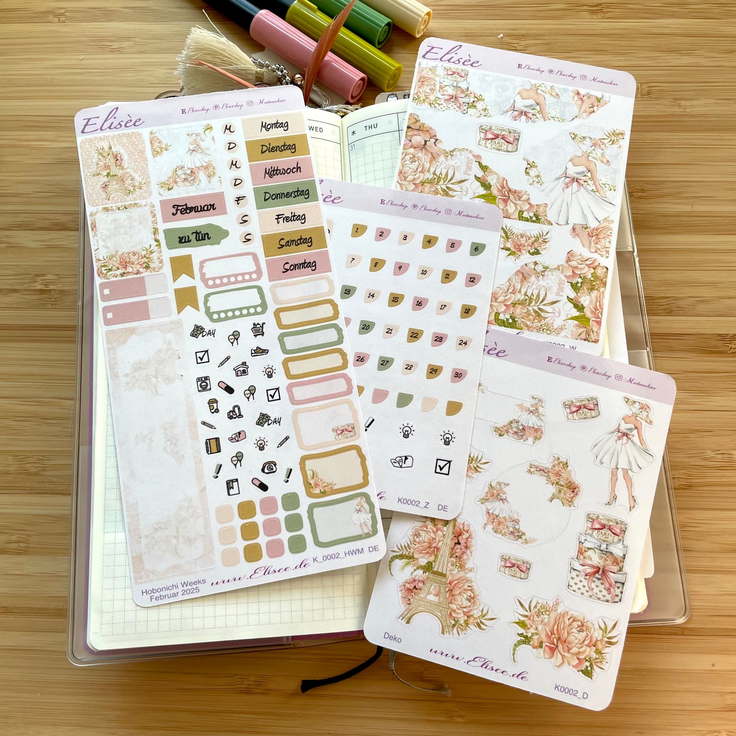 K0002_"PARIS" Februar 2025 Monatskit Hobonichi Weeks / Personal Planer / Bullet Journal