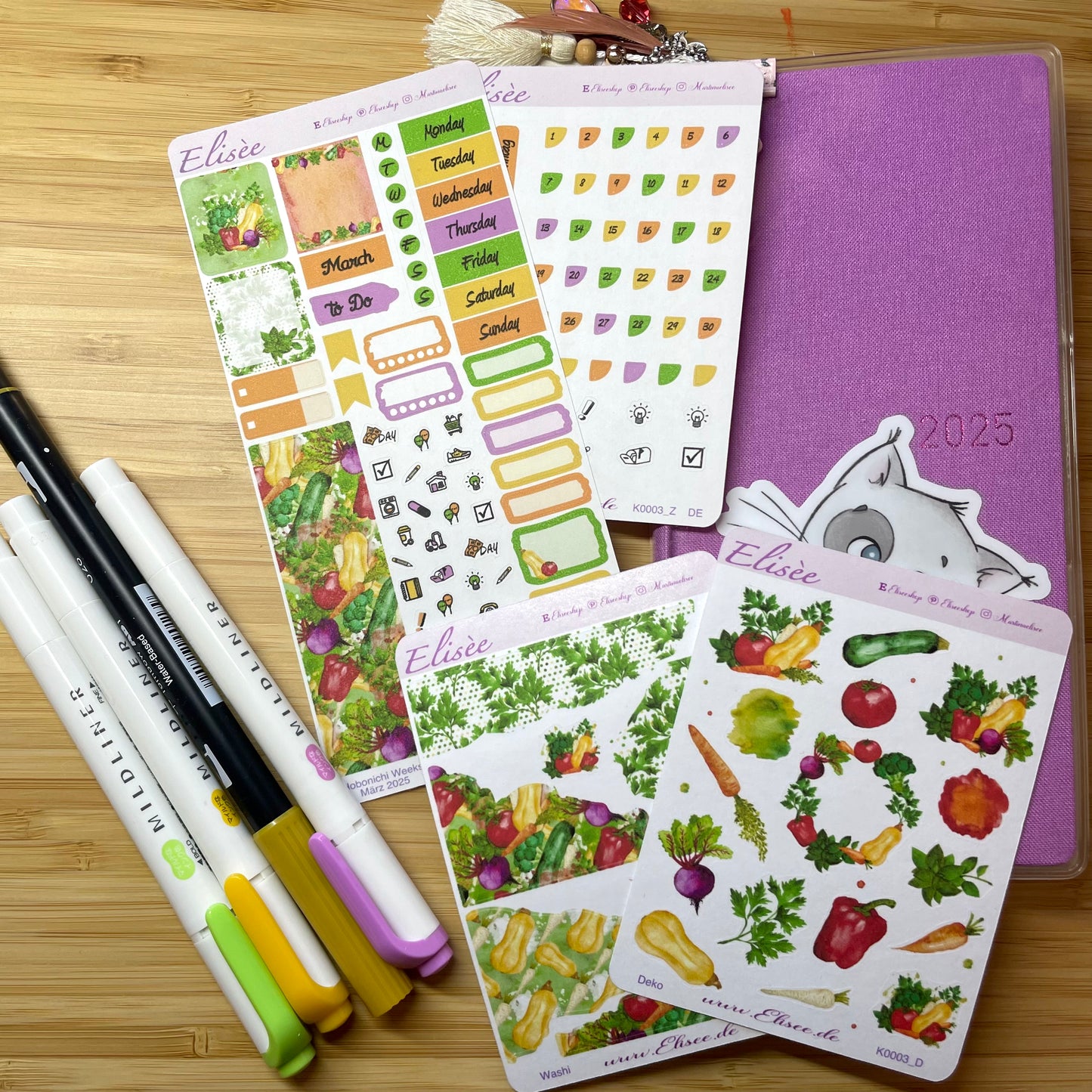 K0003_"VEGETABLES" März 2025 Monatskit Hobonichi Weeks / Personal Planer / Bullet Journal