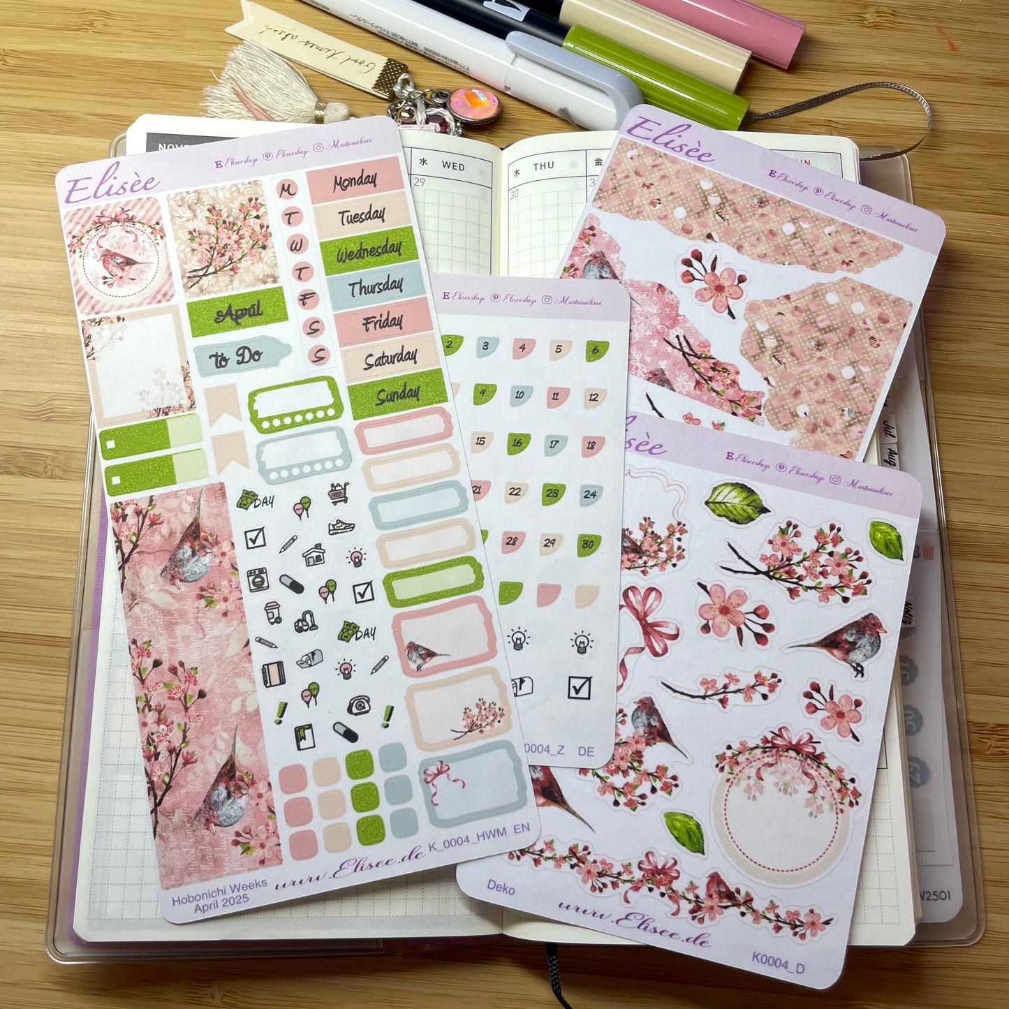 K0004_"CHERRY BLOSSOM" April 2025 Monatskit Hobonichi Weeks / Personal Planer / Bullet Journal
