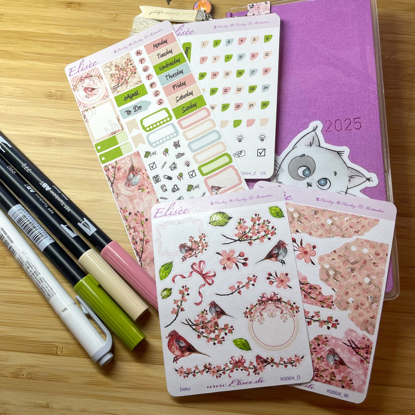 K0004_"CHERRY BLOSSOM" April 2025 Monatskit Hobonichi Weeks / Personal Planer / Bullet Journal