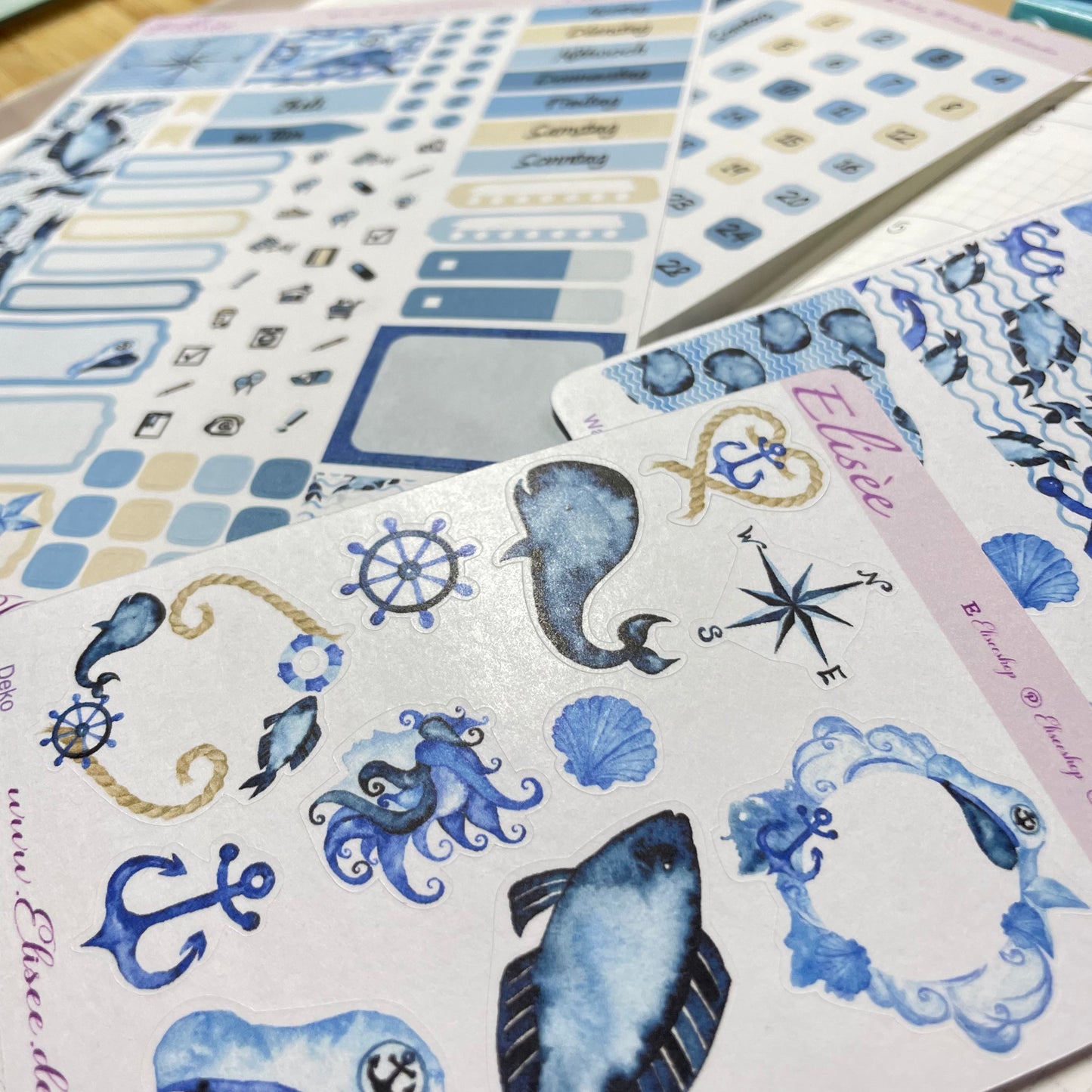 K0007_"NAUTICAL" Juli 2025 Monatskit Hobonichi Cousin / A5 / Bullet Journal