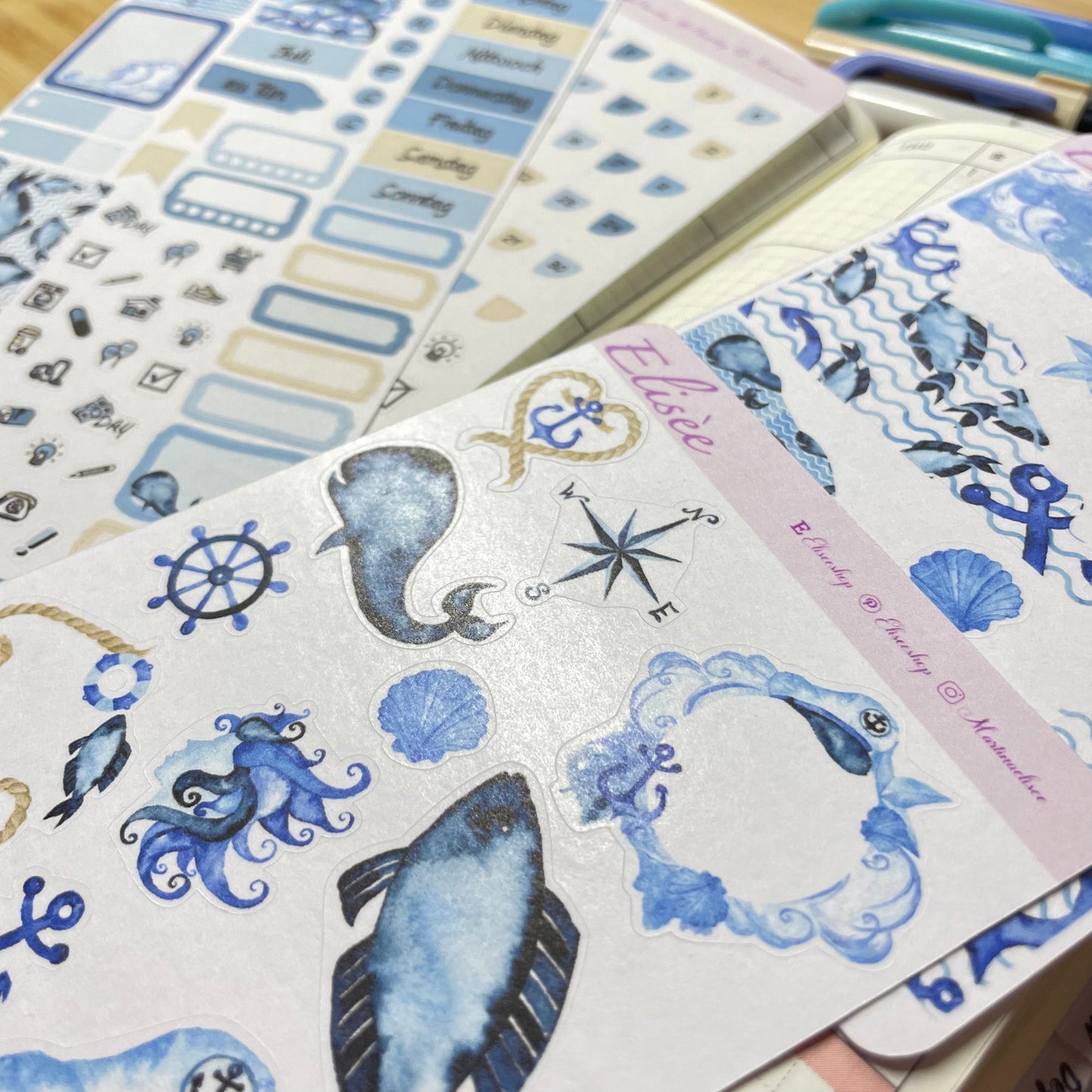 K0007_"NAUTICAL" Juli 2025 Monatskit Hobonichi Weeks / Personal Planer / Bullet Journal