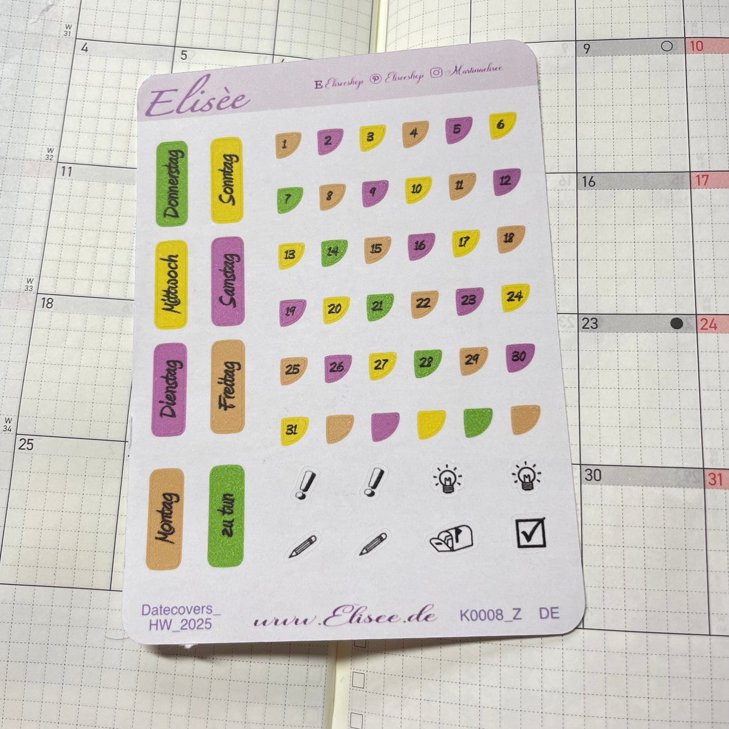 K0008_"FRUITS" August 2025 Datecovers / Bullet Journal / Cousin / Weeks