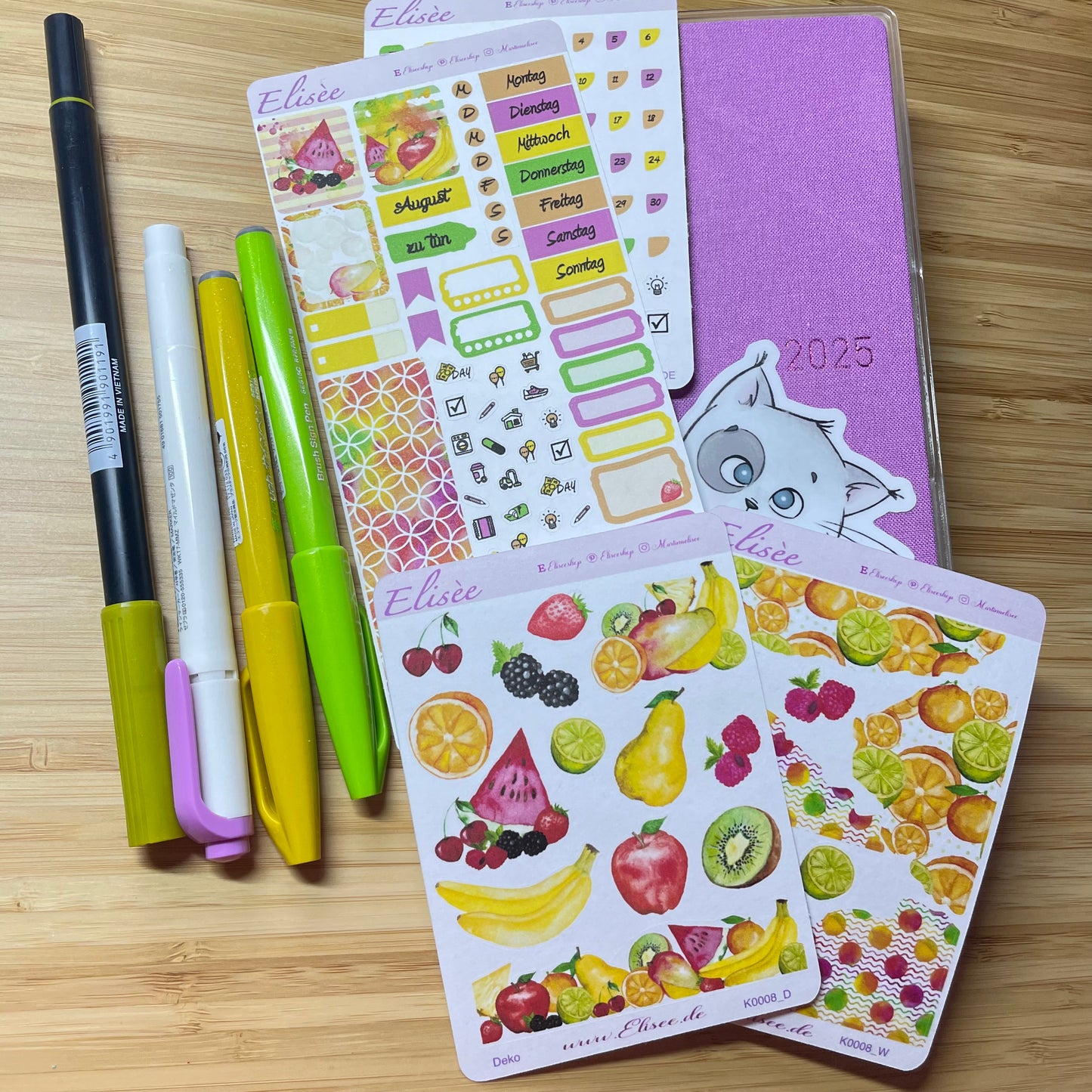 K0008_"FRUITS" August 2025 Datecovers / Bullet Journal / Cousin / Weeks