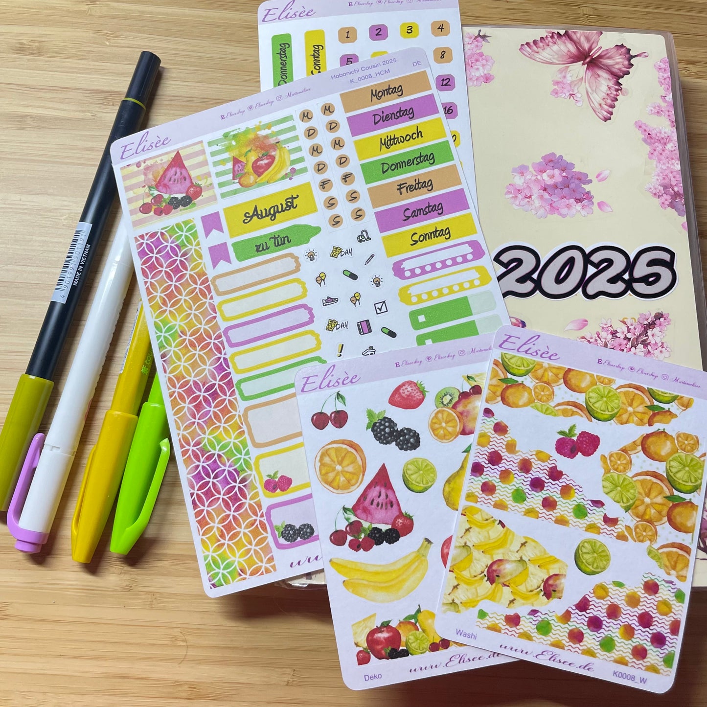 K0008_"FRUITS" August 2025 Datecovers / Bullet Journal / Cousin / Weeks