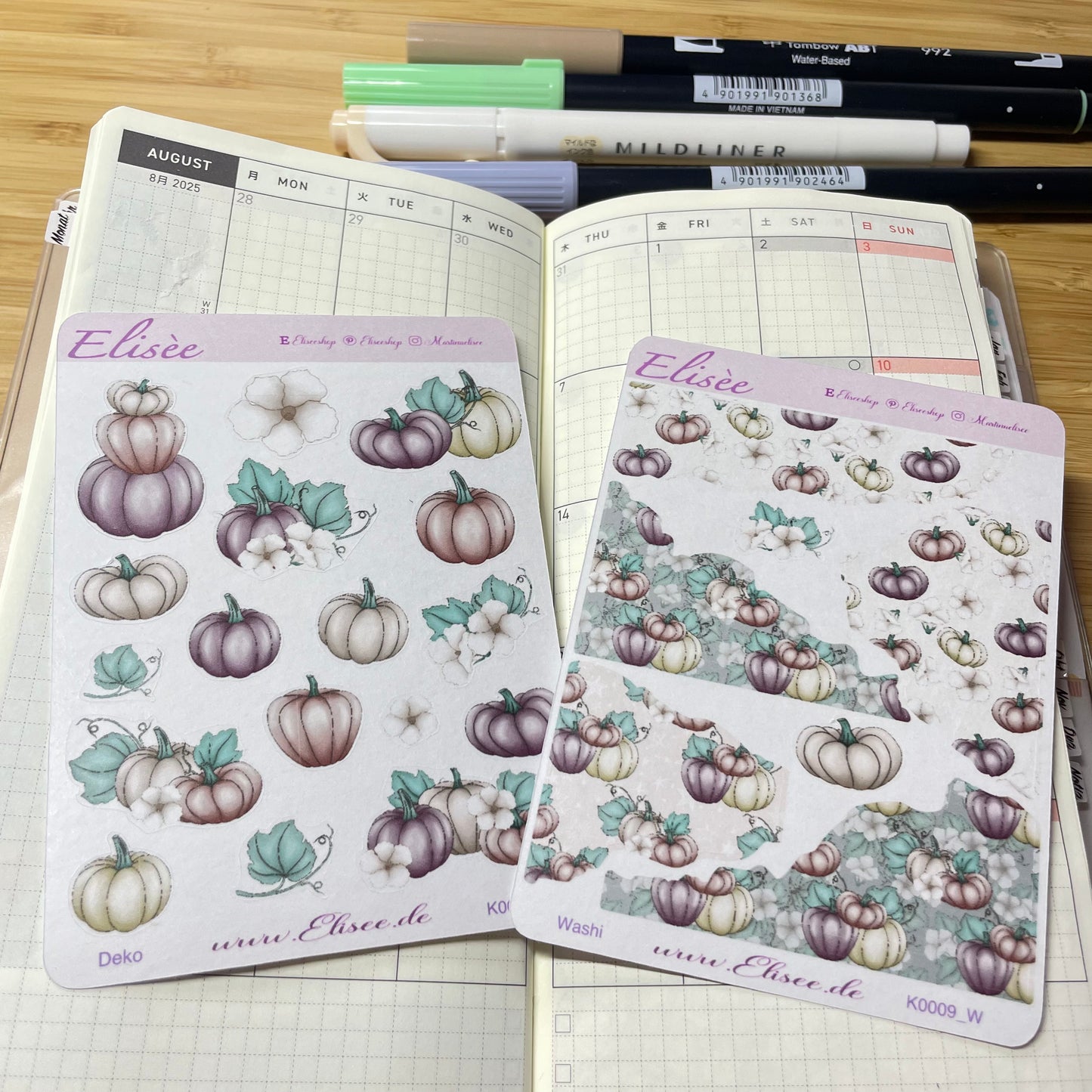 K0009_"AUTUMN PUMPKIN" September 2025 Decoration and Washi / Bullet Journal / Cousin / Weeks