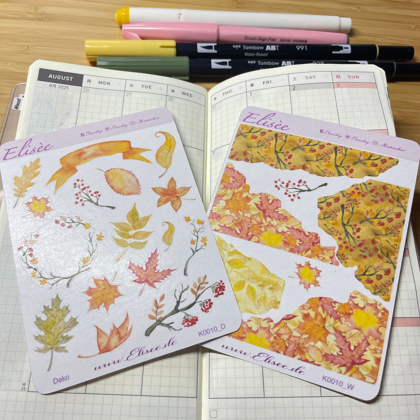 K0010_"FALL" Oktober 2025 Deko und Washi / Bullet Journal / Cousin / Weeks