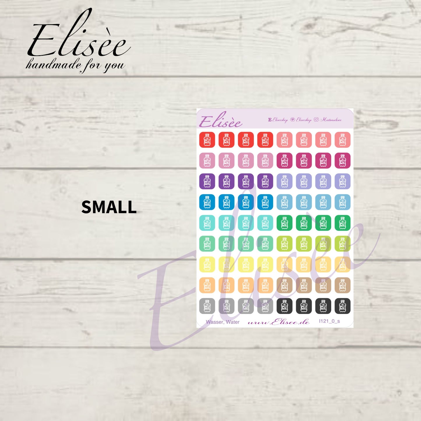 I121_0 Icons "Wasser, Wasserflasche, Trinken" Sticker