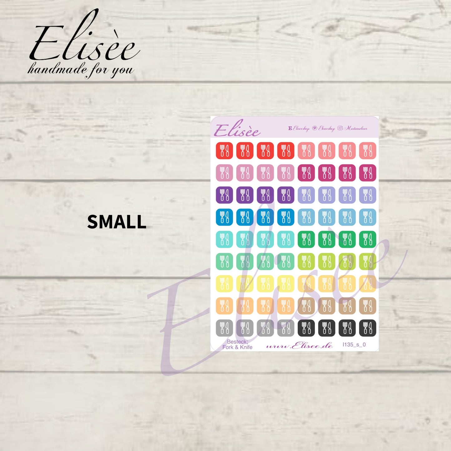 I135_0 Icons "BESTECK, FORK & KNIFE, ESSEN" Sticker