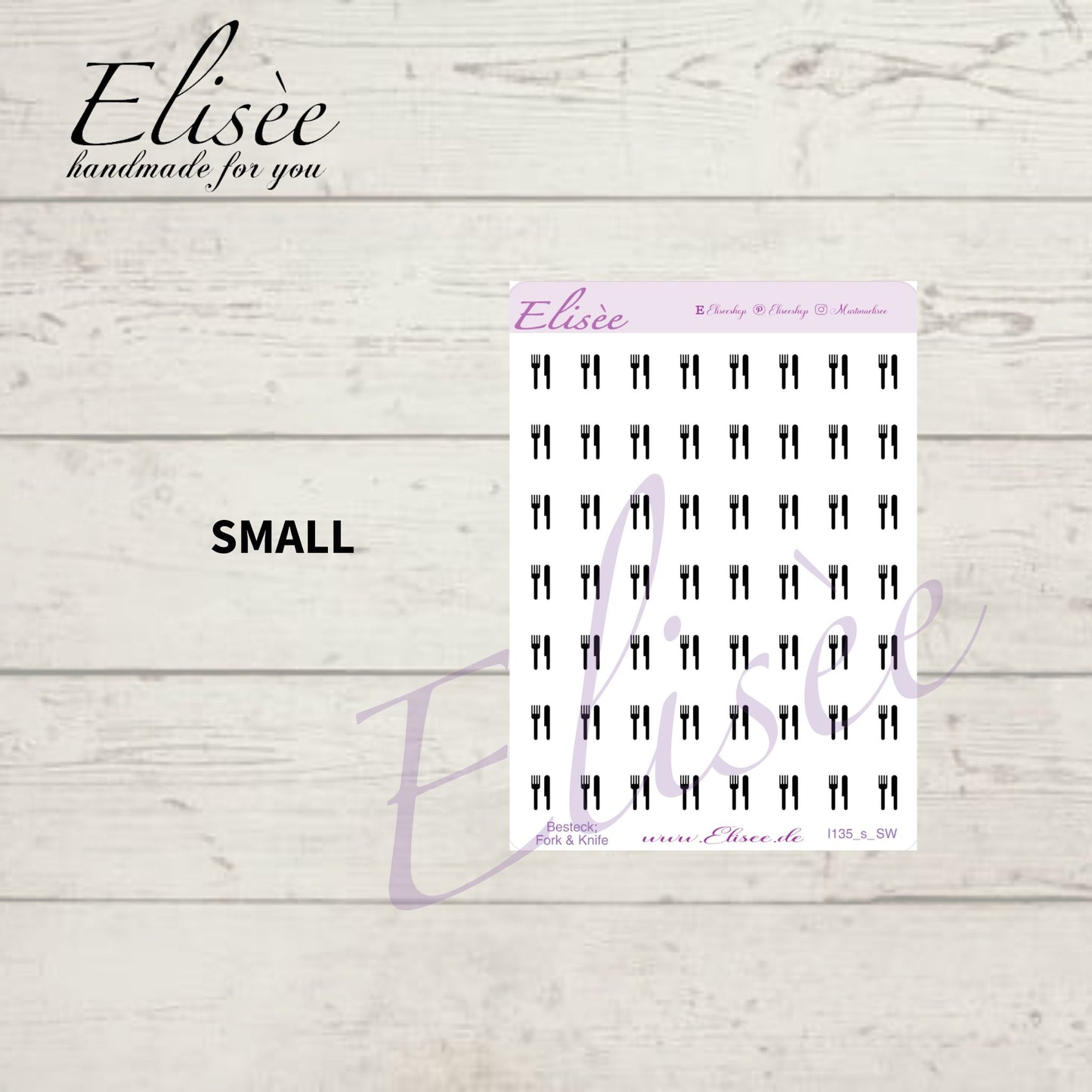 I135 Icons "BESTECK, FORK & KNIFE, ESSEN" Sticker