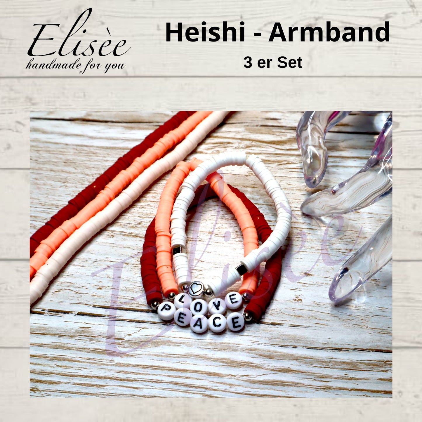 J0001_Armband_"HEISHI-Armband LOVE & PEACE" | elastisch