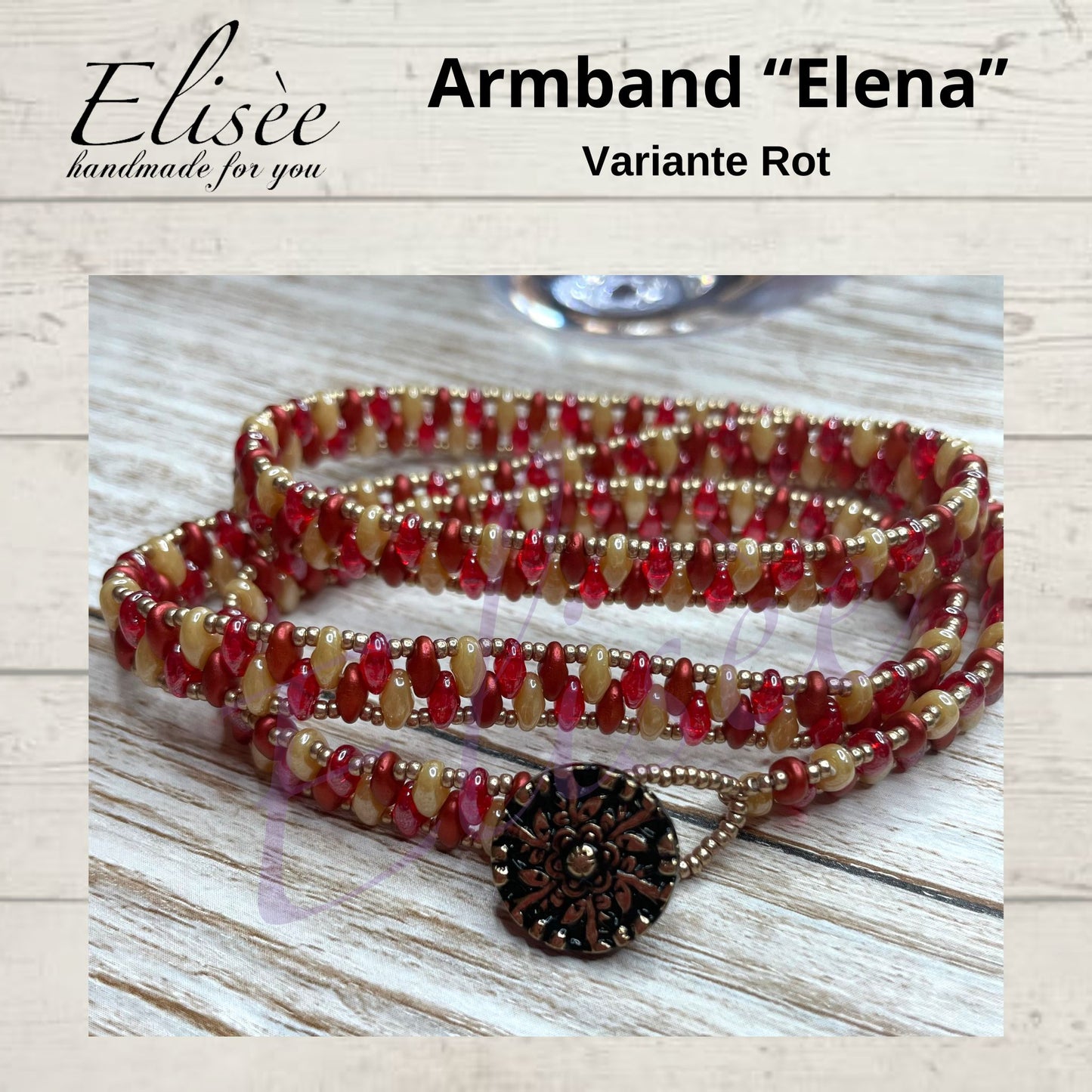 J0003_Armband_"Armband ELENA in ROT" | HANDMADE
