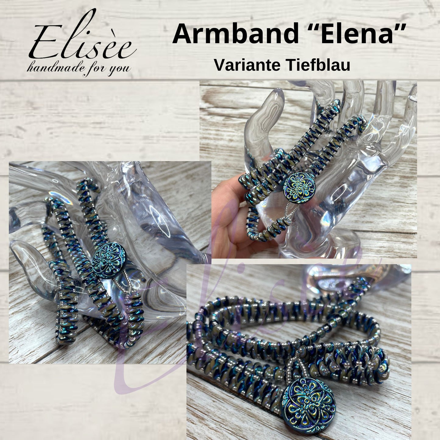 J0003_Armband_"Armband ELENA in TIEFBLAU" | HANDMADE
