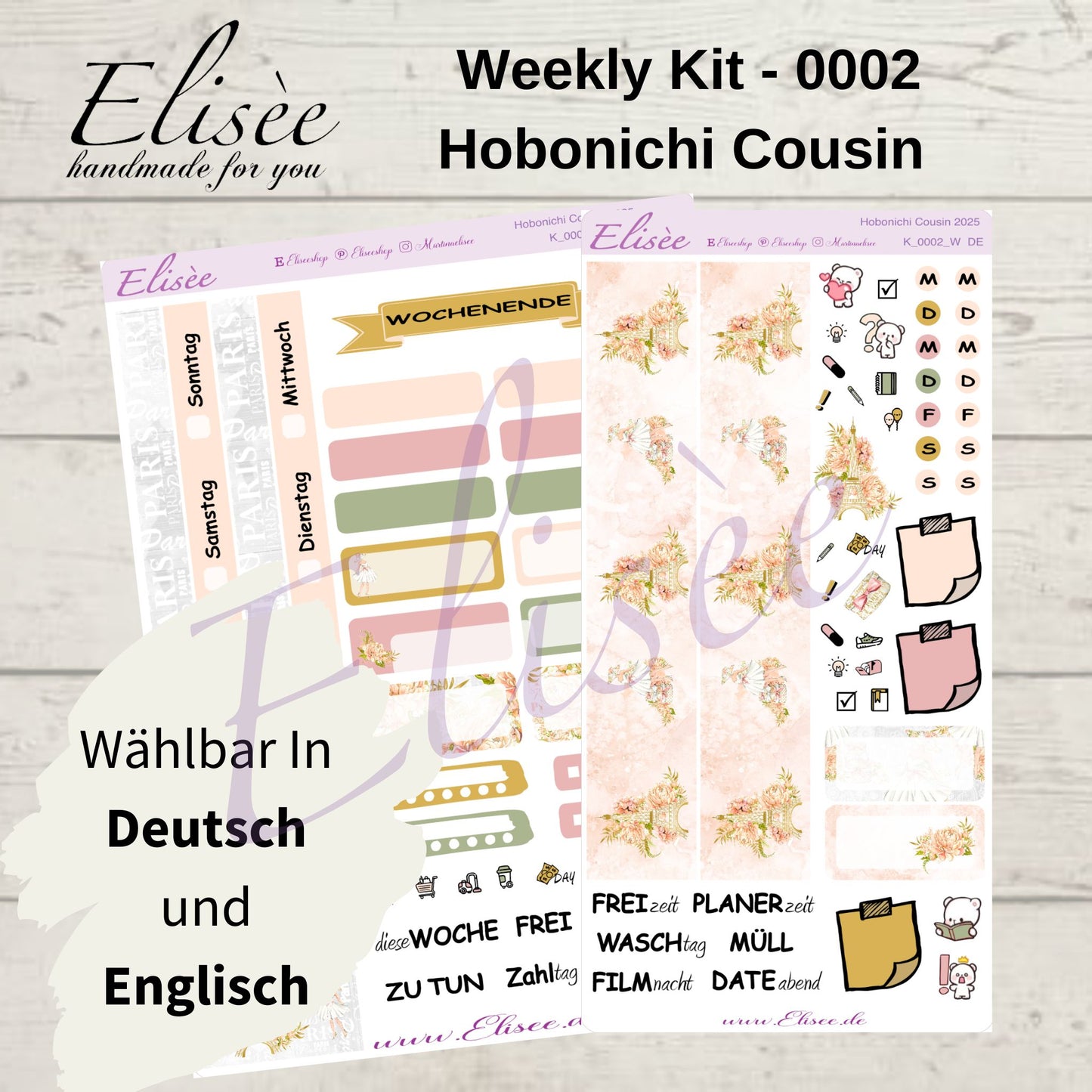 K0002_"PARIS" weekly kit Hobonichi Cousin / A5 / Bullet Journal