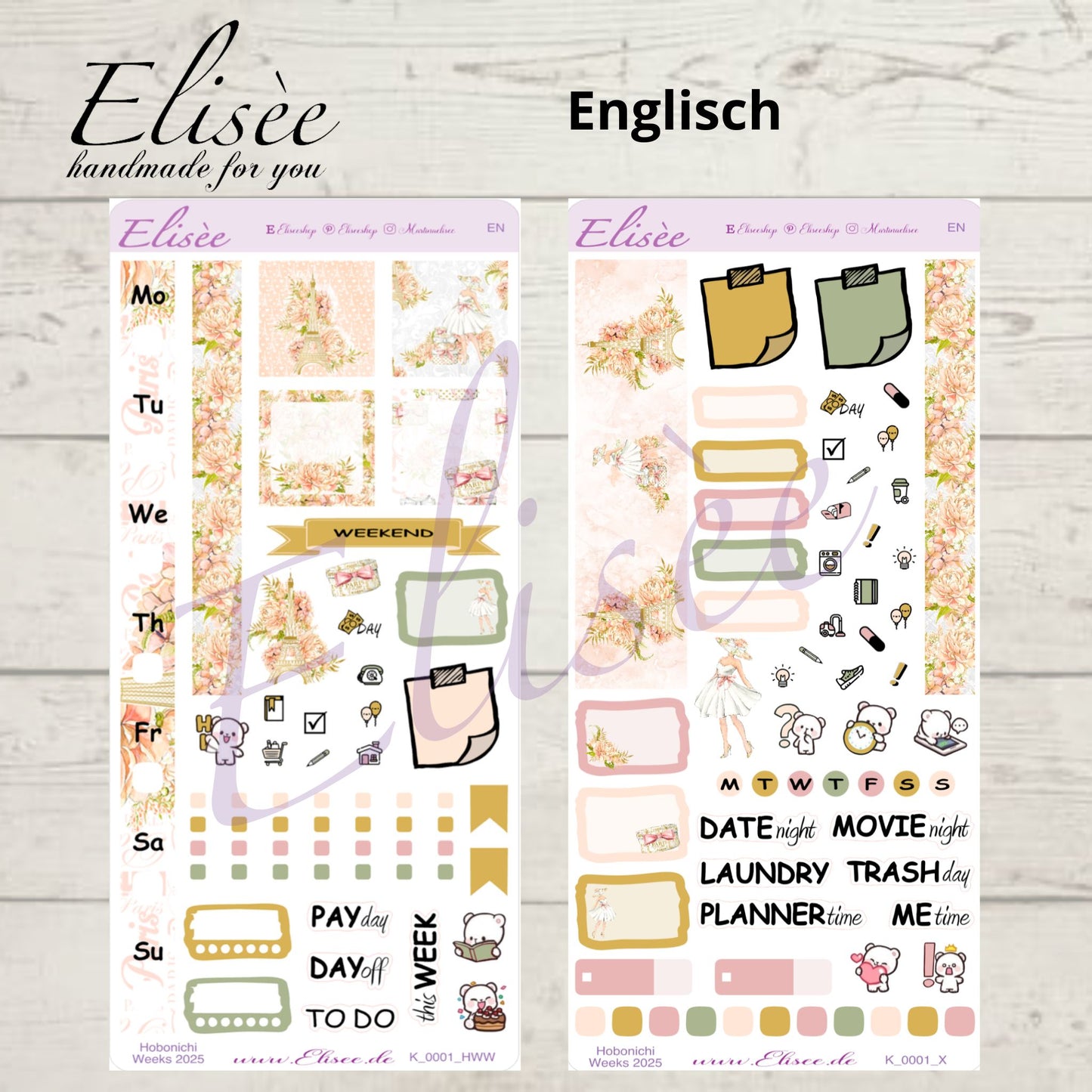 K0002_"PARIS" Wochenkit Hobonichi Weeks / Personal Planer / Bullet Journal