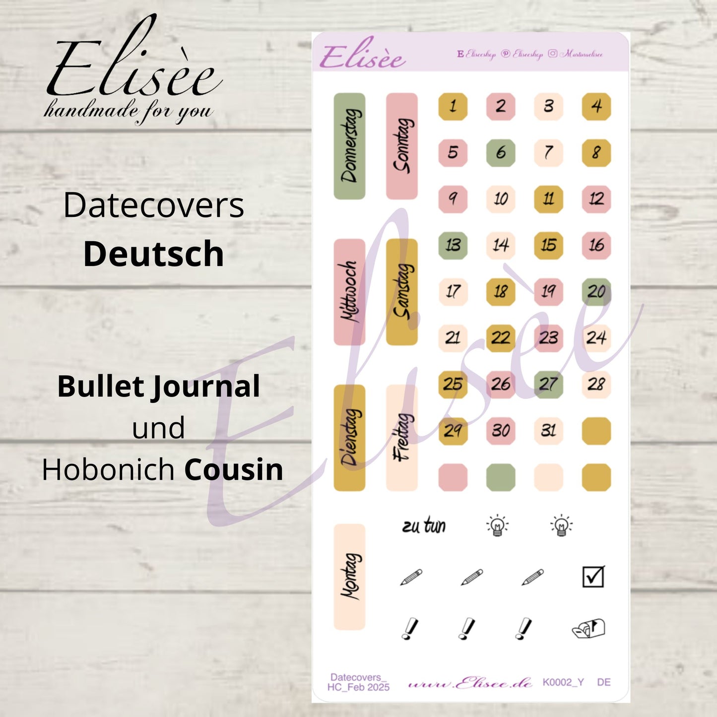 K0002_"PARIS" Februar 2025 Datecovers / Bullet Journal / Cousin / Weeks