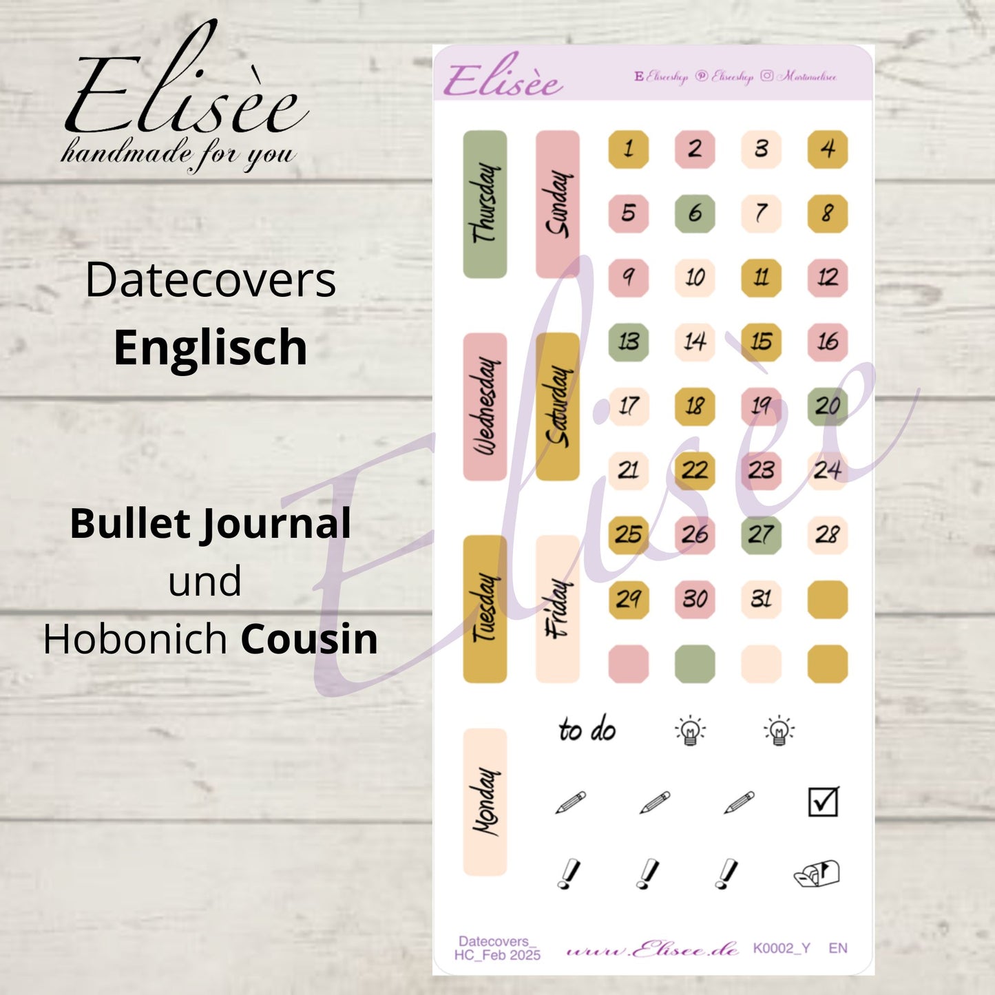 K0002_"PARIS" Februar 2025 Datecovers / Bullet Journal / Cousin / Weeks