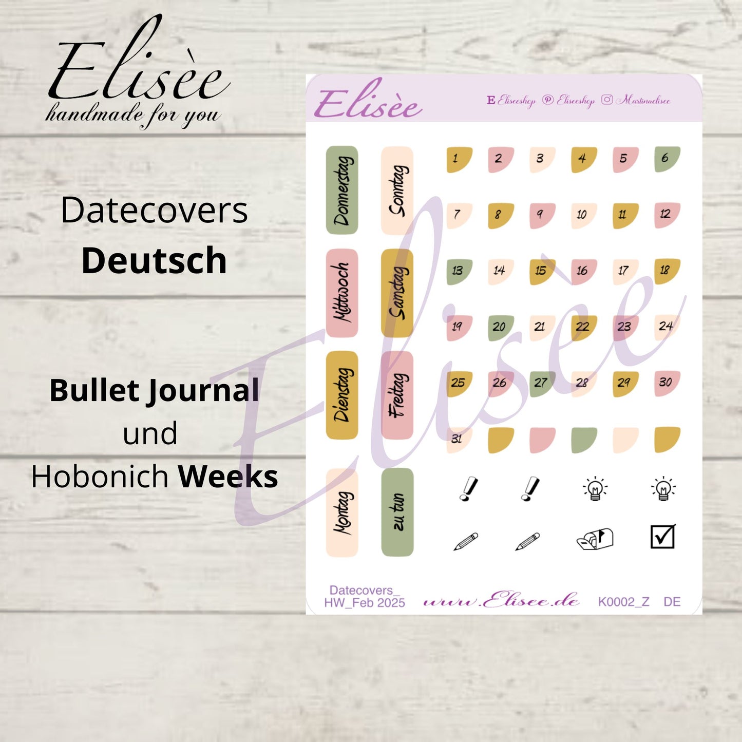 K0002_"PARIS" Februar 2025 Datecovers / Bullet Journal / Cousin / Weeks