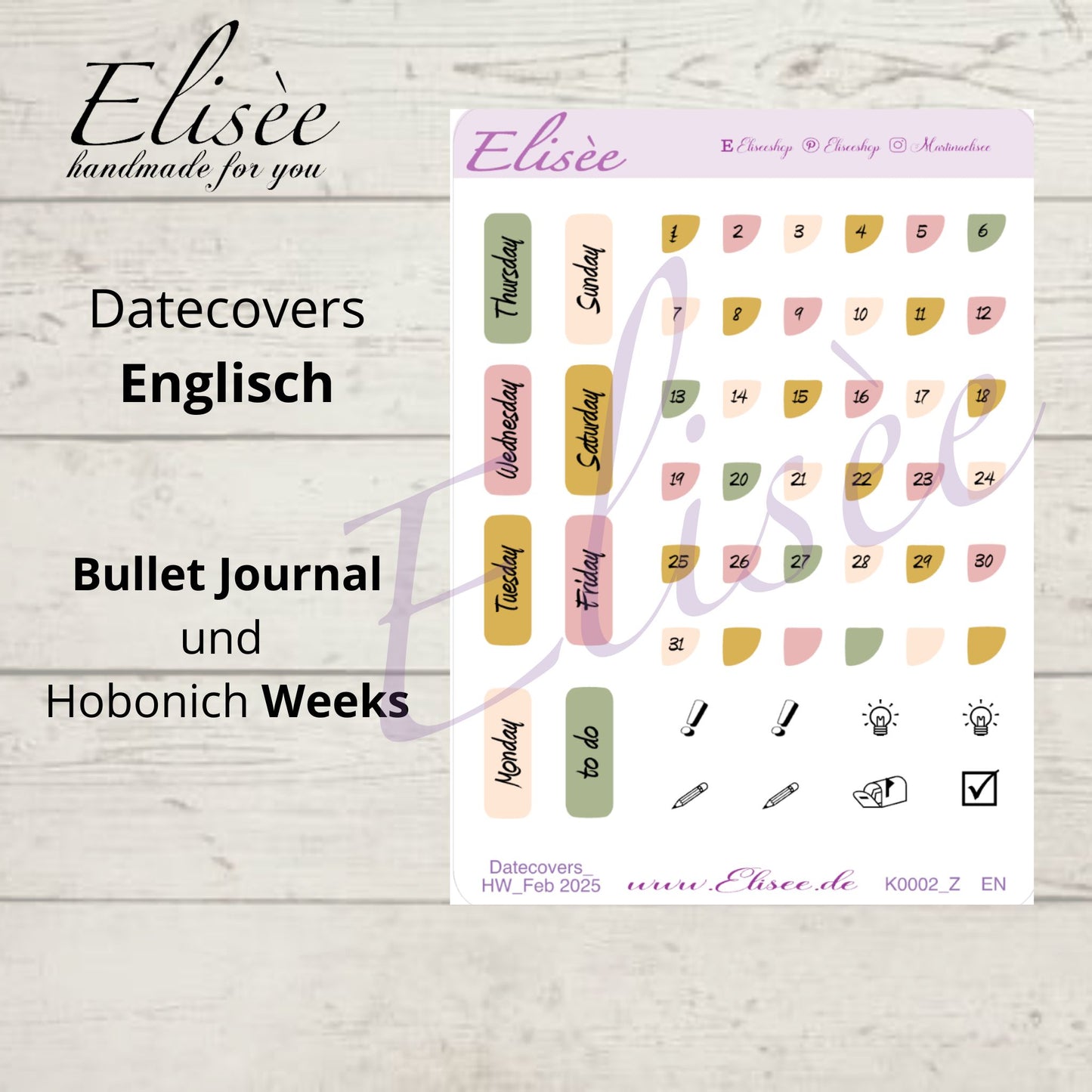 K0002_"PARIS" Februar 2025 Datecovers / Bullet Journal / Cousin / Weeks
