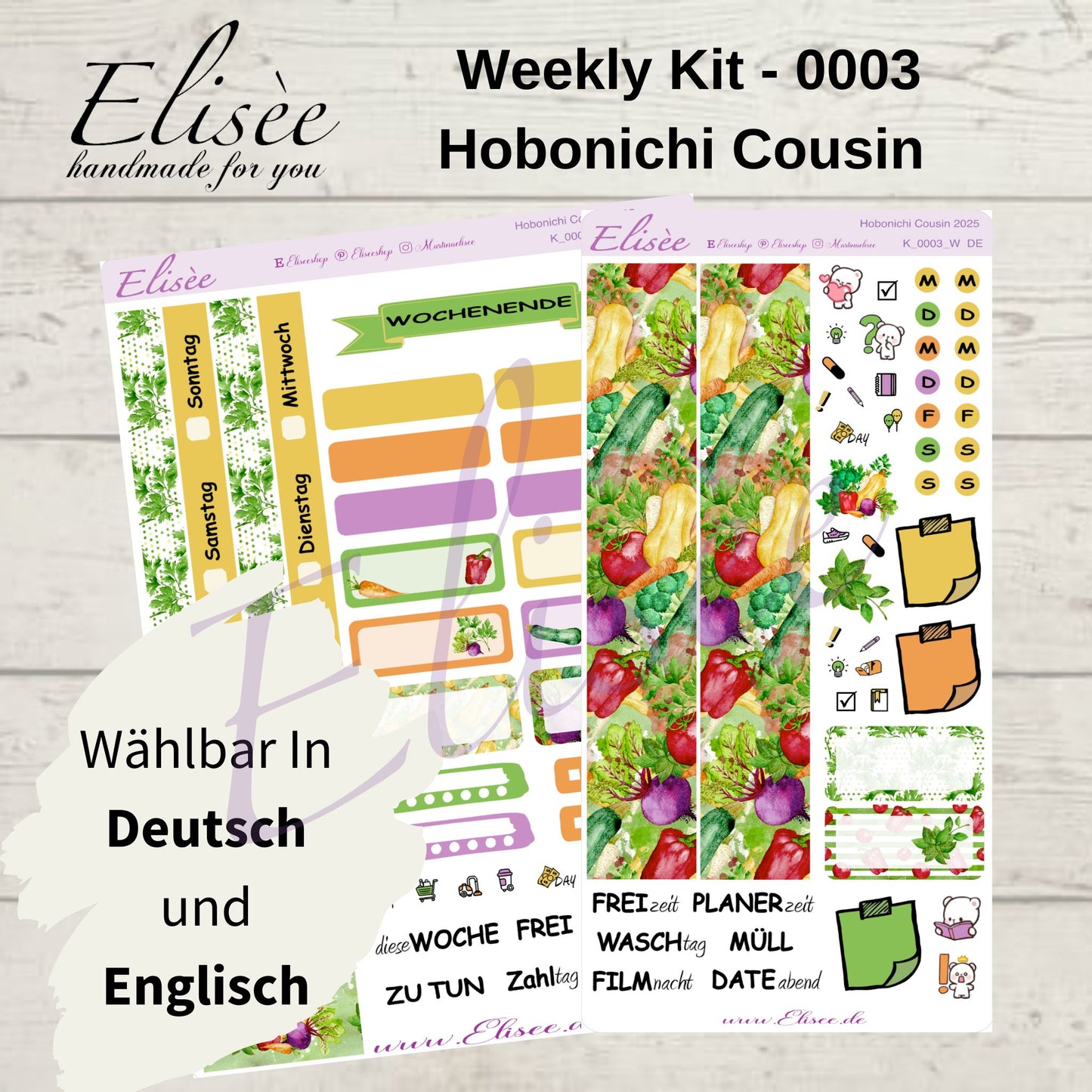 K0003_"VEGETABLES" Wochenkit Hobonichi Cousin / A5 / Bullet Journal