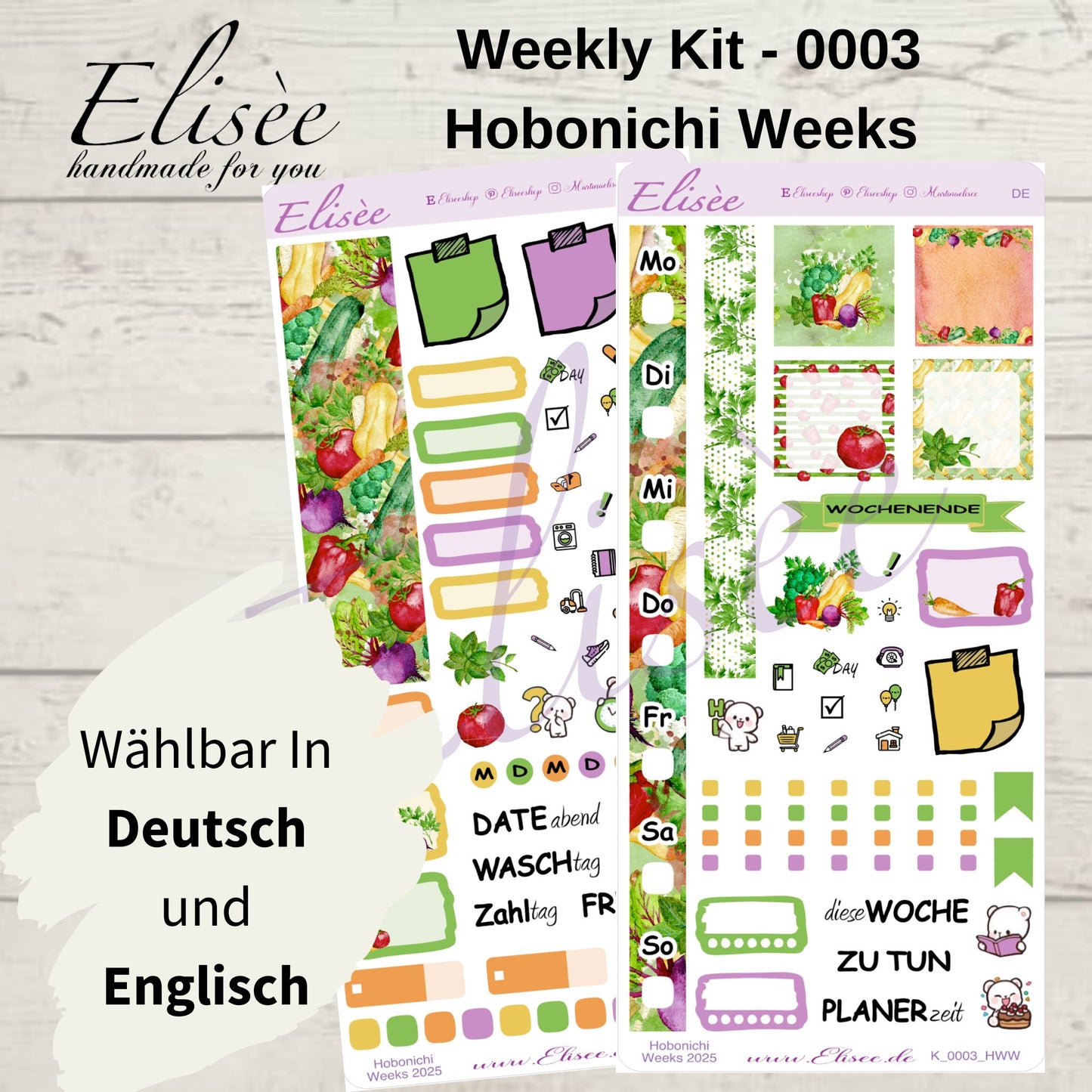 K0003_"VEGETABLES" Wochenkit Hobonichi Weeks / Personal Planer / Bullet Journal