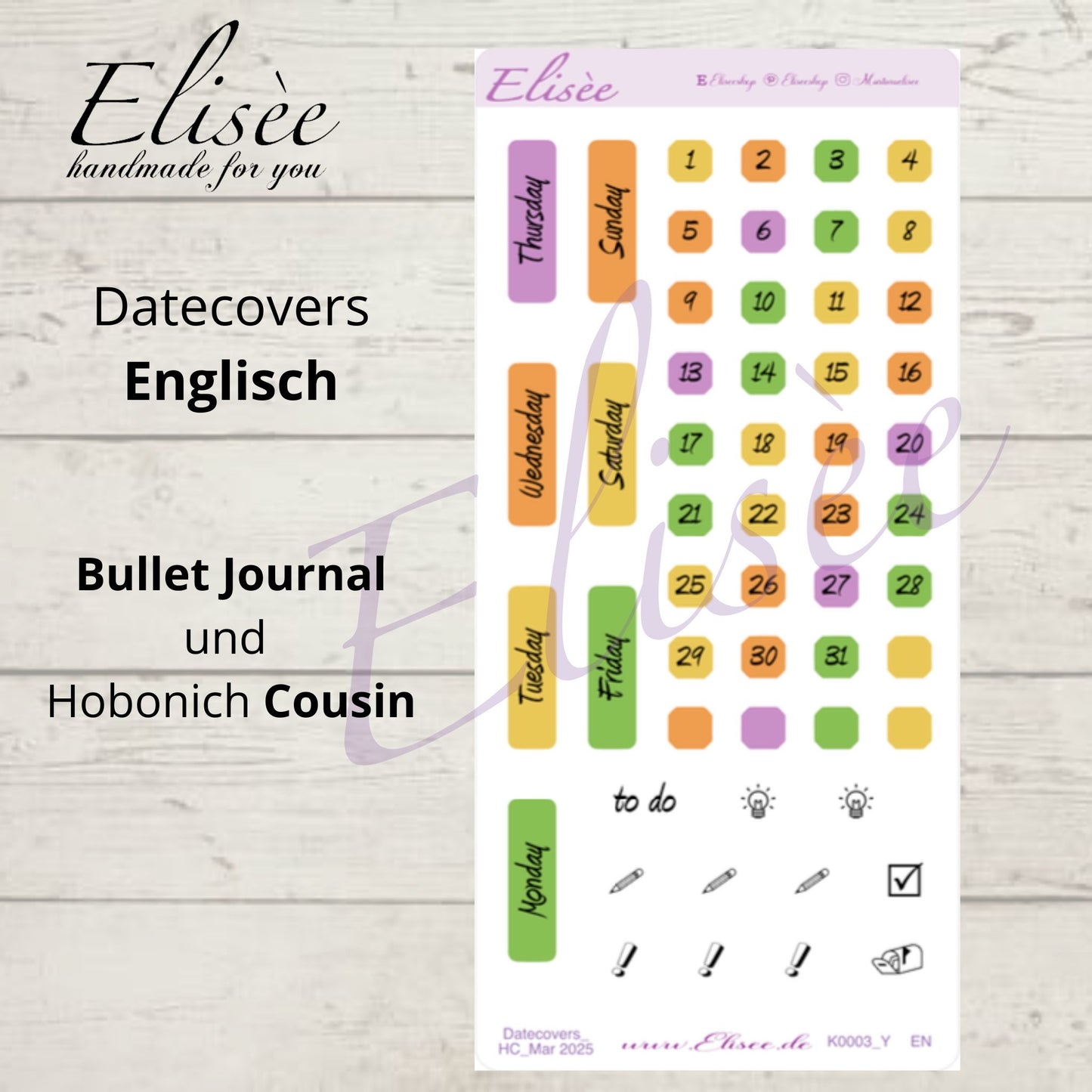 K0003_"VEGETABLES" March 2025 Datecovers / Bullet Journal / Cousin / Weeks