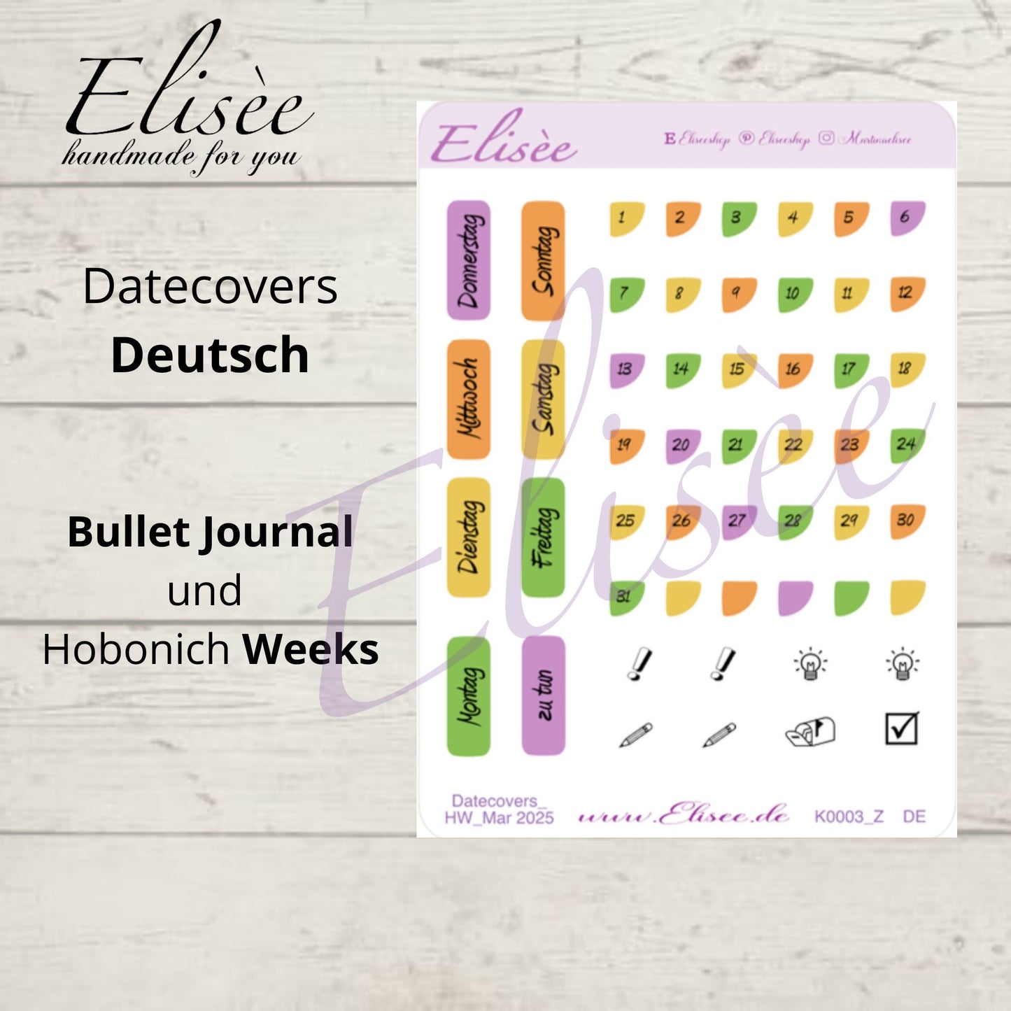 K0003_"VEGETABLES" March 2025 Datecovers / Bullet Journal / Cousin / Weeks