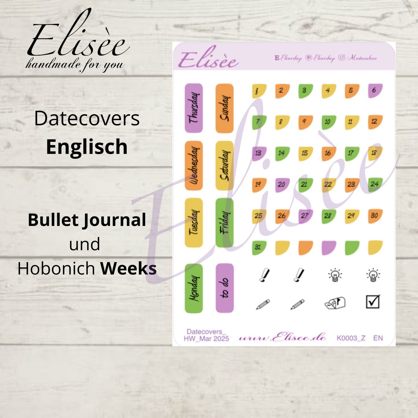 K0003_"VEGETABLES" March 2025 Datecovers / Bullet Journal / Cousin / Weeks