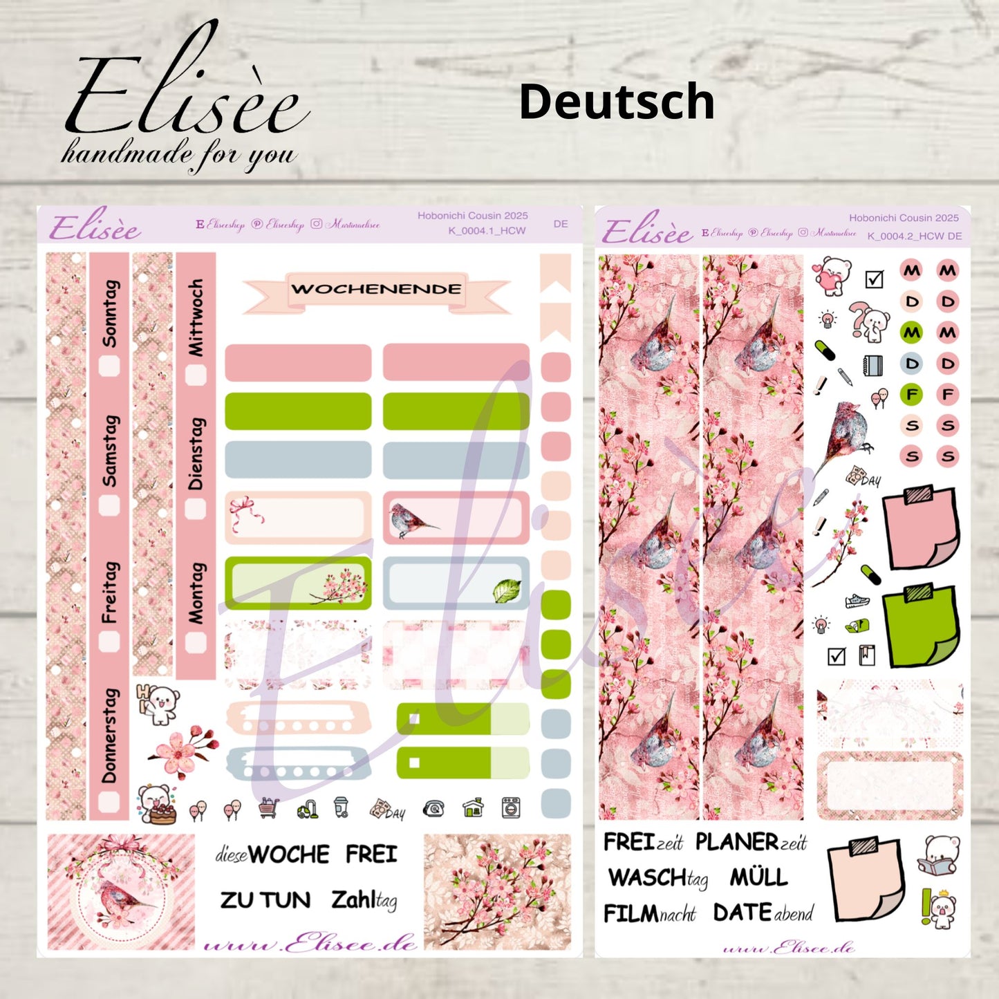 K0004_"CHERRY BLOSSOM" weekly kit Hobonichi Cousin / A5 / Bullet Journal